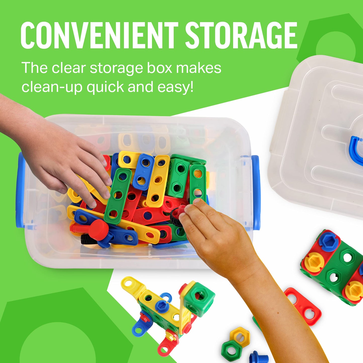 Brickyard Building Blocks STEM Toys - Educational Building Toys for Kids Ages 4-8 with 163 Pieces, Tools, Design Guide and Toy Storage Box, Gift for Boys & Girls