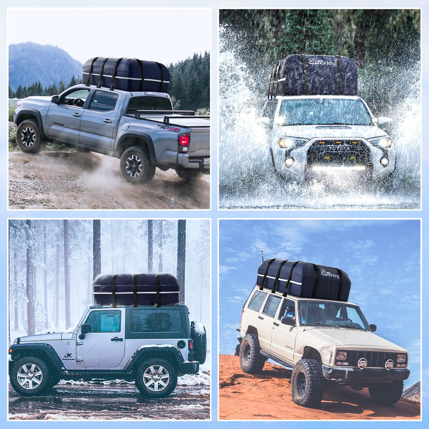 Car Rooftop Cargo Carrier Bag, Anti-Tear 840D Car Top Carrier for All Vehicle with/Without Roof Rack, 21 Cubic Waterproof Storage Bag, Anti-Slip Mat, 6 Anti-Scratch Door Hooks, 2 Extra Straps