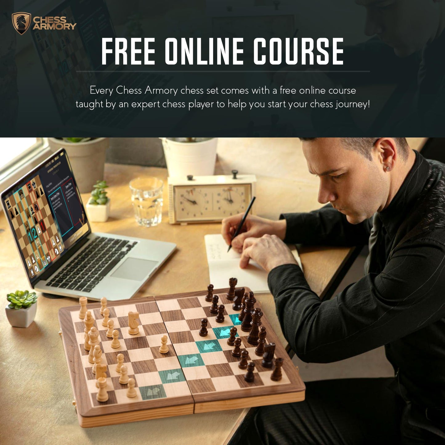 Chess Armory Chess Sets 15 Inch Wooden Chess Set Board Game for Adults and Kids with Extra Queen Pieces & Storage Box