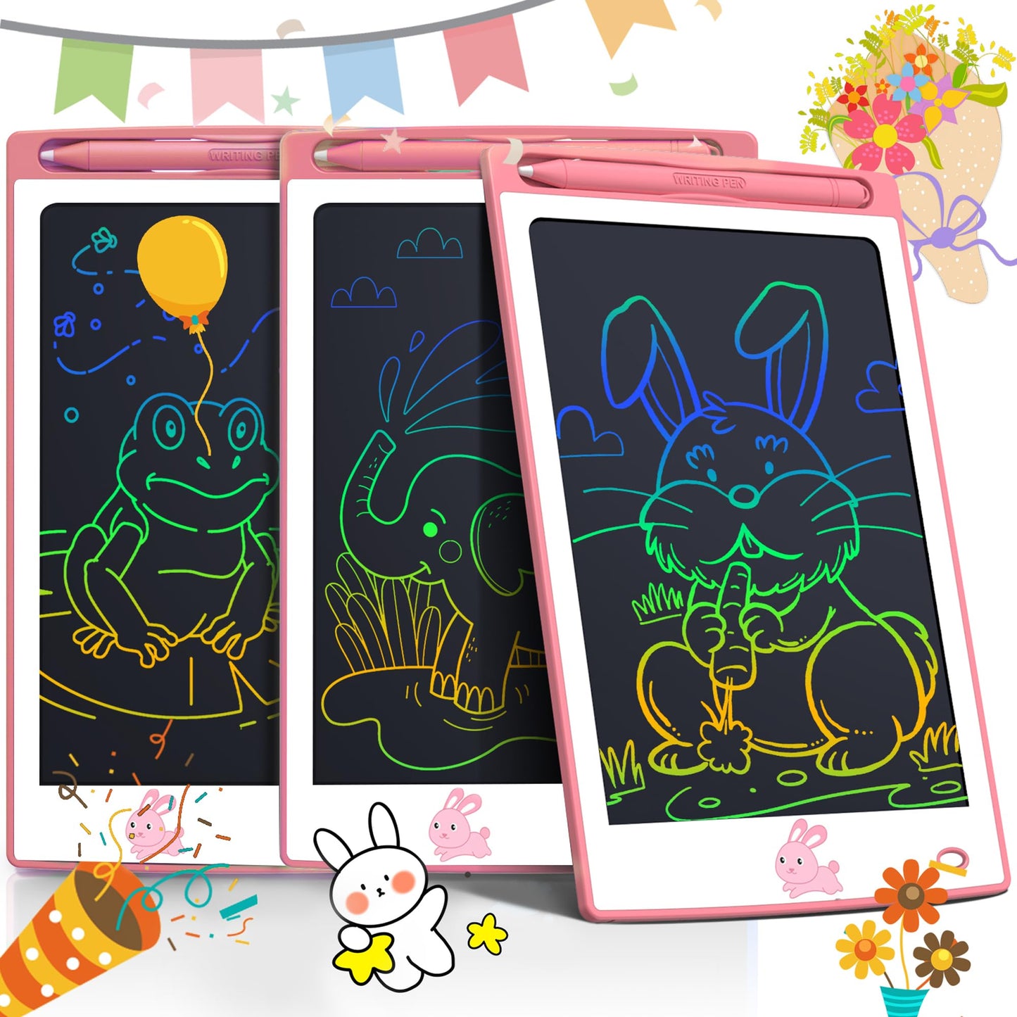 BAVEEL 3 Pcs in 1 Pack LCD Writing Tablets for Kids, Toddler Toys Gifts for Age 2 3 4 5 6 Girls Boys Birthday Christmas. 8.5 Inch Doodle Pad Drawing Tablet for Class & Travel & Home. Pink/Pink/Pink
