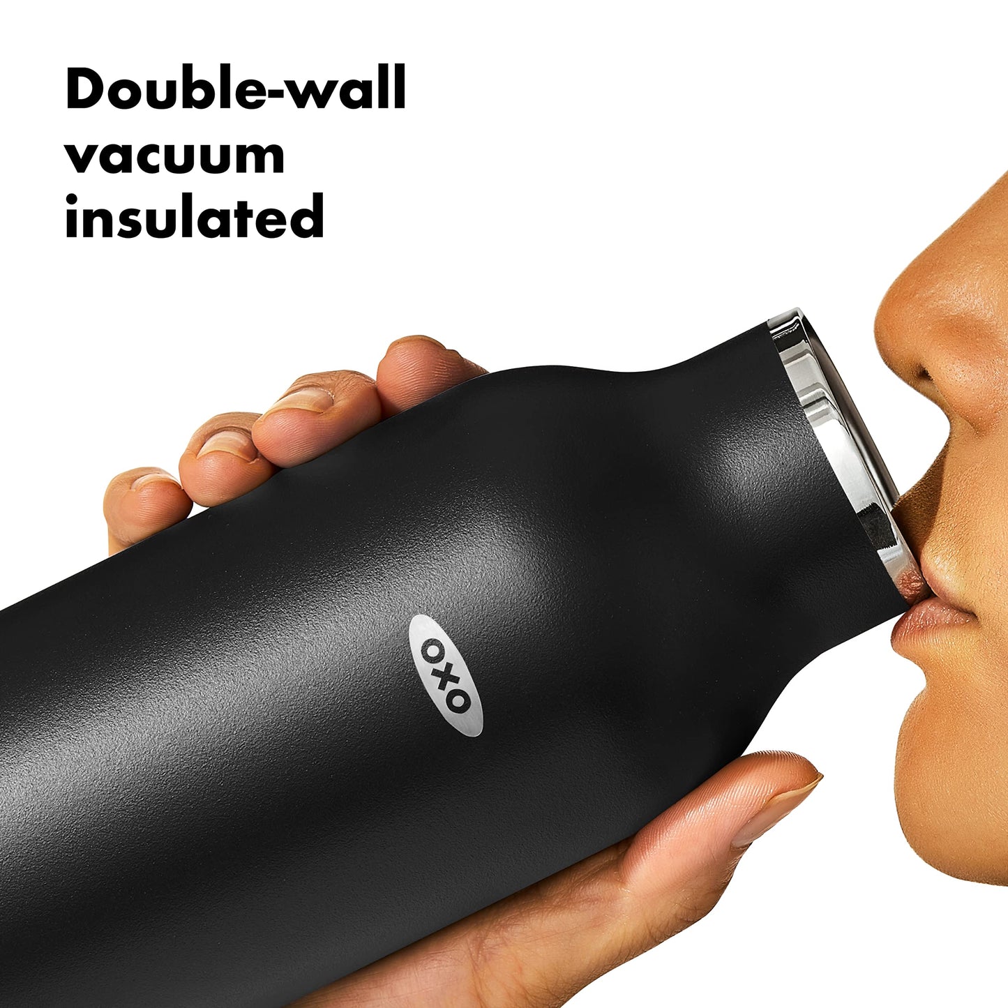 OXO Strive 24oz Insulated Water Bottle with Standard Lid - Onyx
