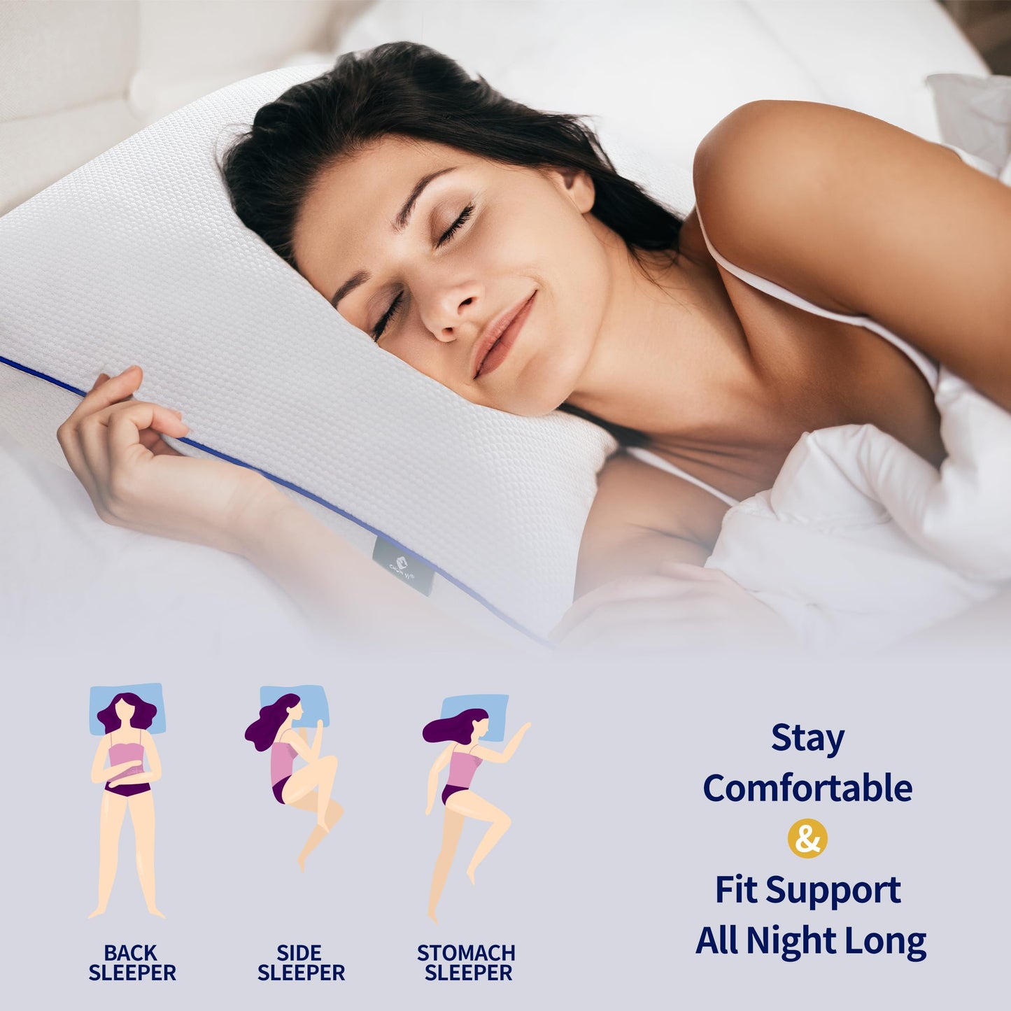 CHUN YI Shredded Memory Foam Pillows King Size Set of 2, Bed Pillows for Sleeping 2 Pack for Back Stomach Side Sleepers, Firm Pillows with Removable Cover from Bamboo Rayon 20x36 in