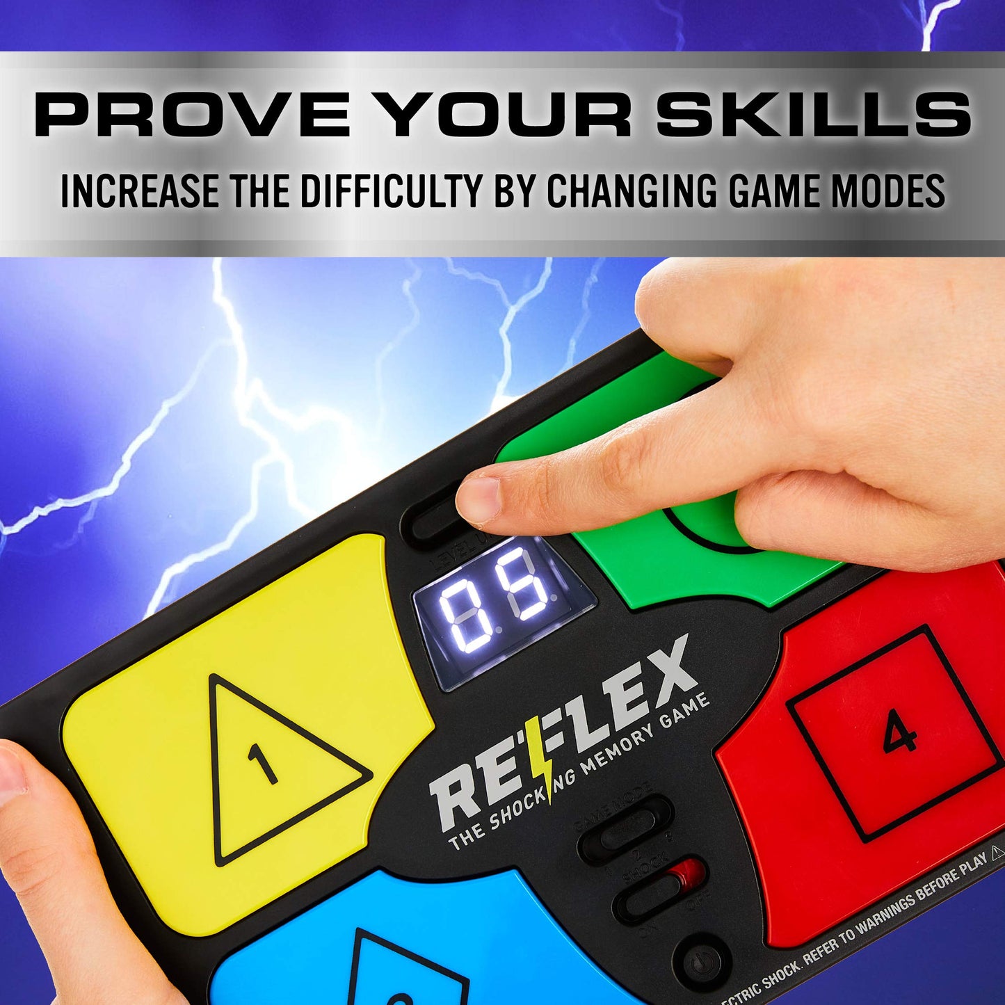 Lightning Reaction Reflex Shocking Memory Game - Electronic Memory Game for Kids and Adults with 3 Game Modes, 5 Levels, and Shock On/Off Switch
