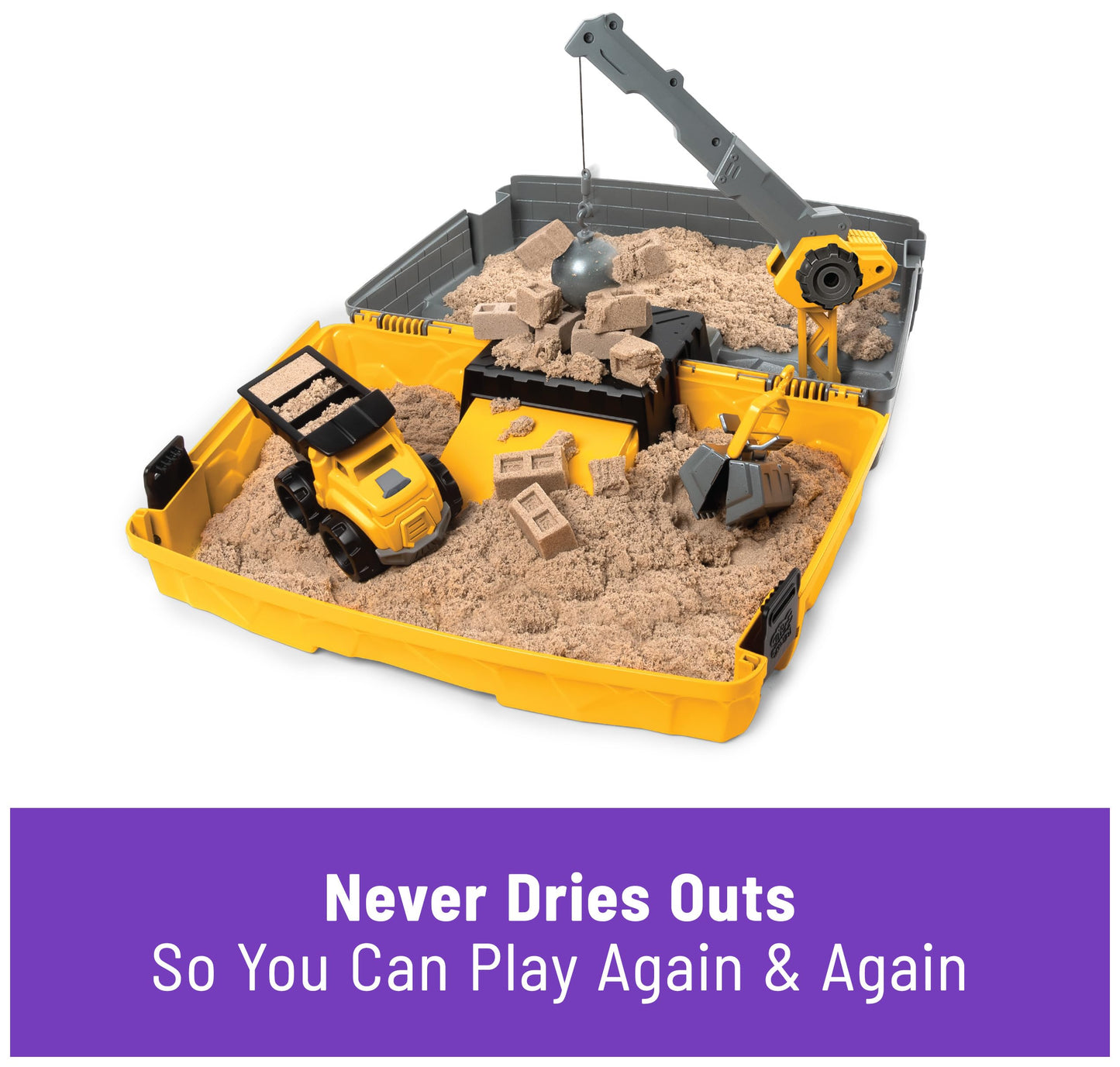Kinetic Sand, Construction Site Folding Sandbox with Toy Truck and 2lbs of Play Sand, Sensory Toys, for Kids Ages 3 and up