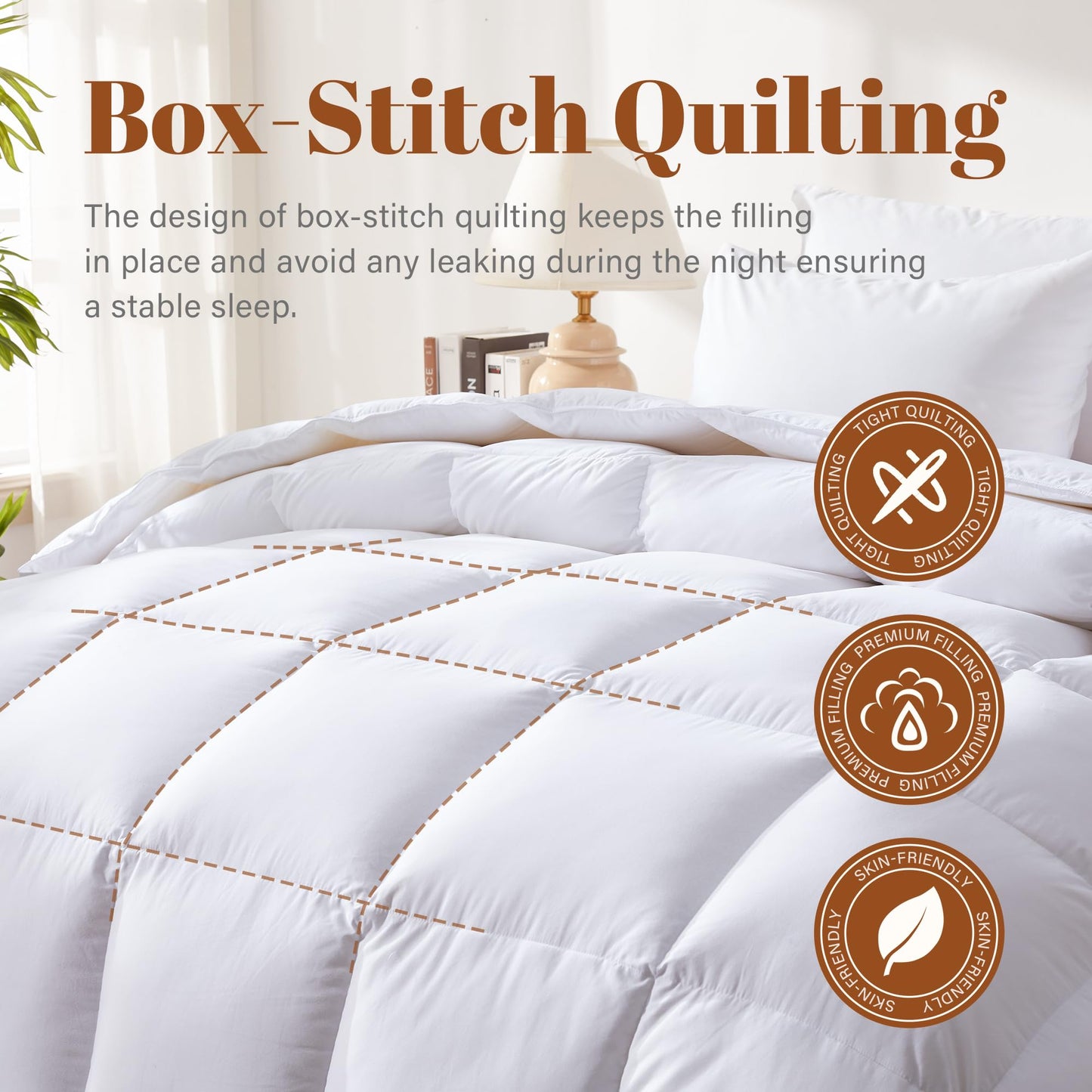 Cosybay Feather Comforter Filled with Feather & Down - Lightweight White Full Size Duvet Insert- Luxurious Hotel Bedding Comforters with 100% Cotton Cover - Full 82 x 86 Inch