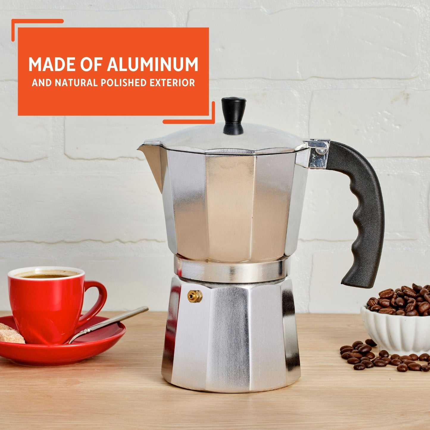 IMUSA USA B120-42V Aluminum Espresso Stovetop Coffeemaker 3-Cup, Silver