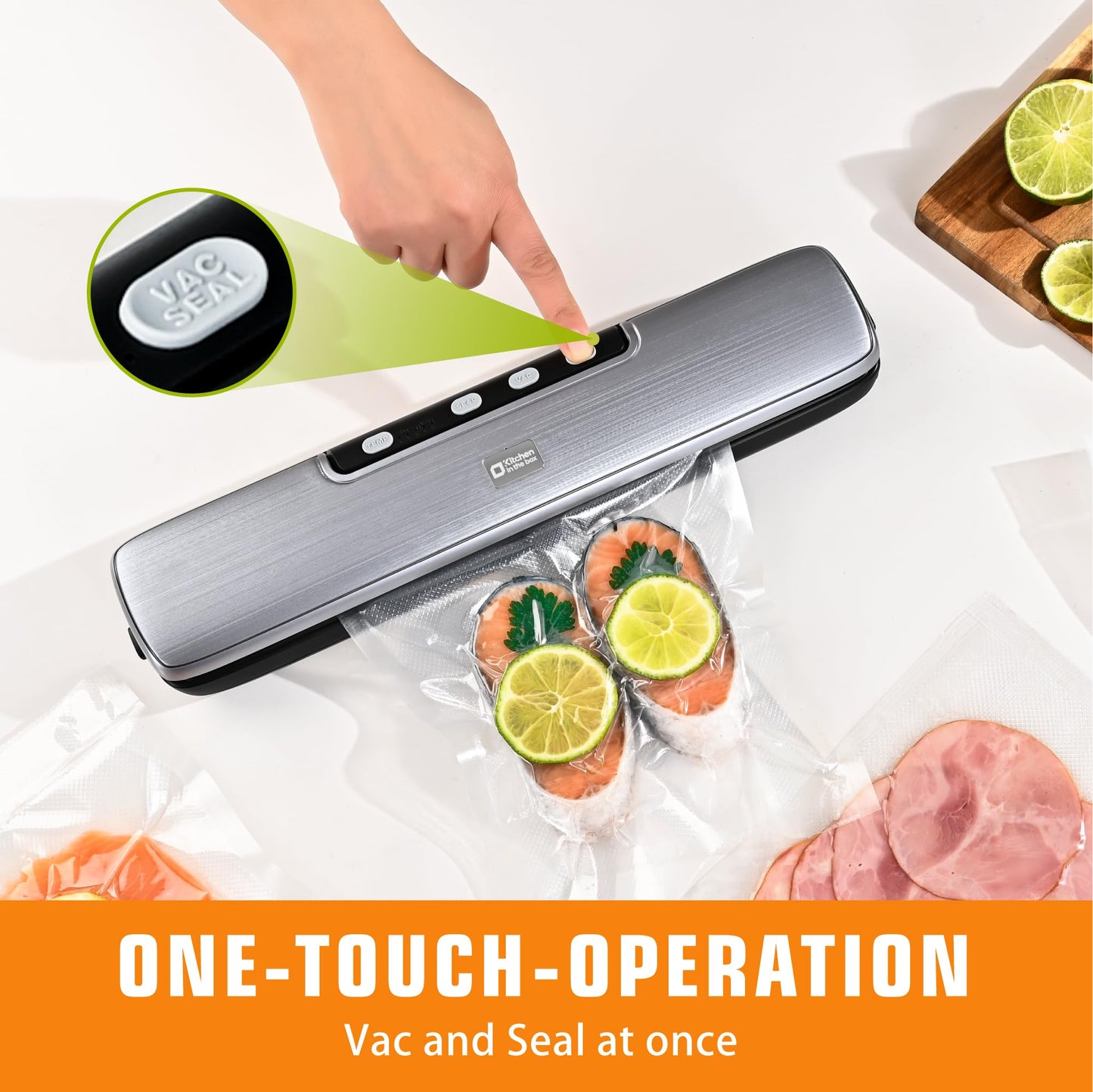 Vacuum Sealer Machine,Kitchen in the box Food Sealer Machine for Food Storage,Dry/Wet/Seal/Vac/External Vac Modes & 5 Sealing Temperatures,Automatic Air Sealer with 15Pcs Vacuum Seal Bags,Grey