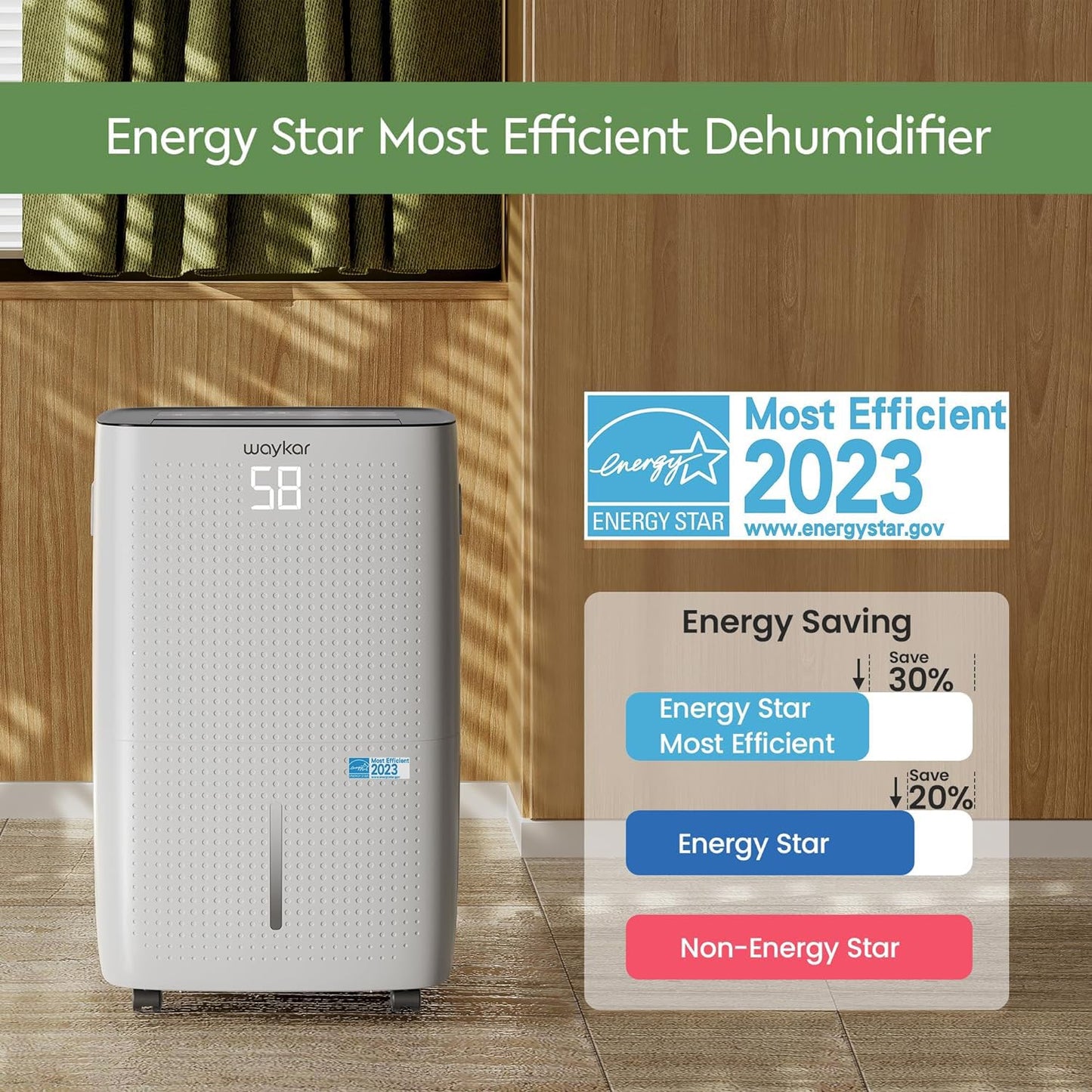 Waykar 150 Pints 7,000 Sq. Ft ENERGY STAR Most Efficient Dehumidifier with Pump for Commercial and Industrial Large Room, Warehouse, Storage, Home, Basement with Drain Hose(JD026CE-150PM)