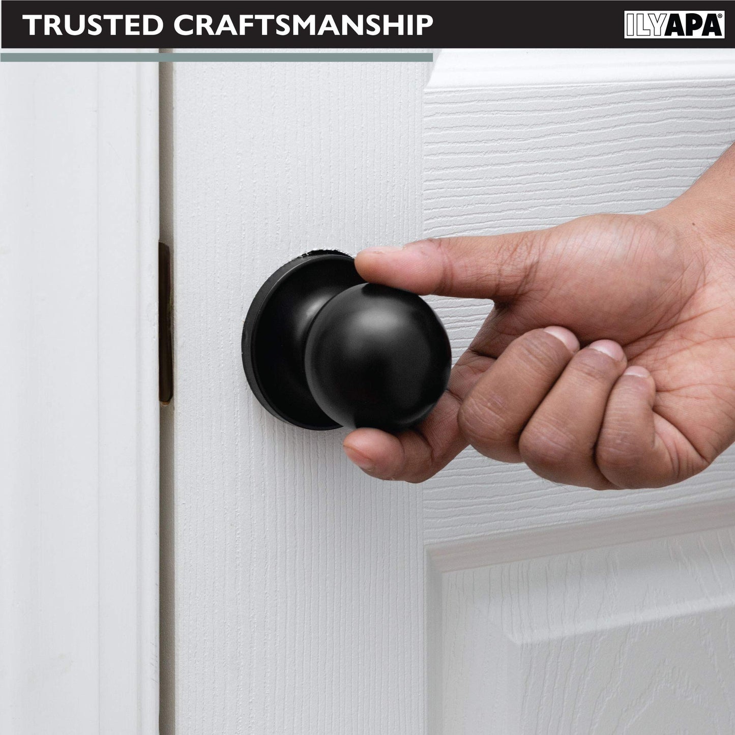 Ilyapa Passage Door Knobs, Black Closet Door Knob- Ball Style Closet Door Handle Matte Black, Door Knobs Interior Non Locking Indoor Doorknob, Black Matte Door Knob, 6 Pack