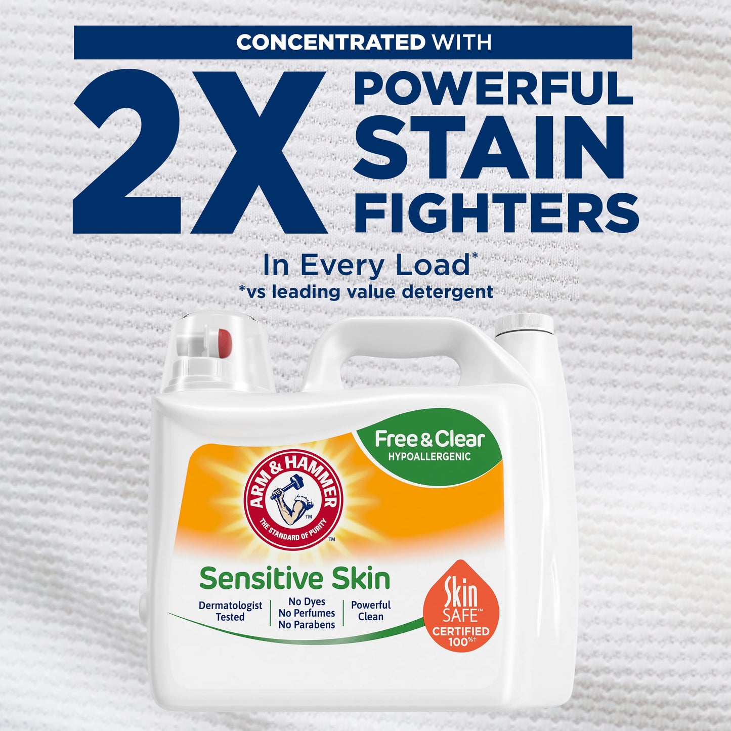 Arm & Hammer Sensitive Skin Free & Clear, 140 Loads Liquid Laundry Detergent, 140 Fl oz