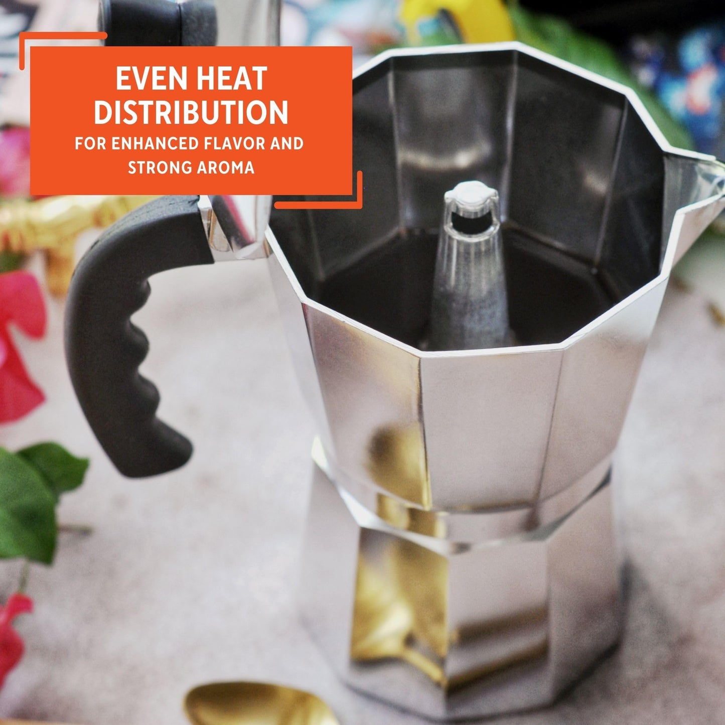 IMUSA USA B120-42V Aluminum Espresso Stovetop Coffeemaker 3-Cup, Silver