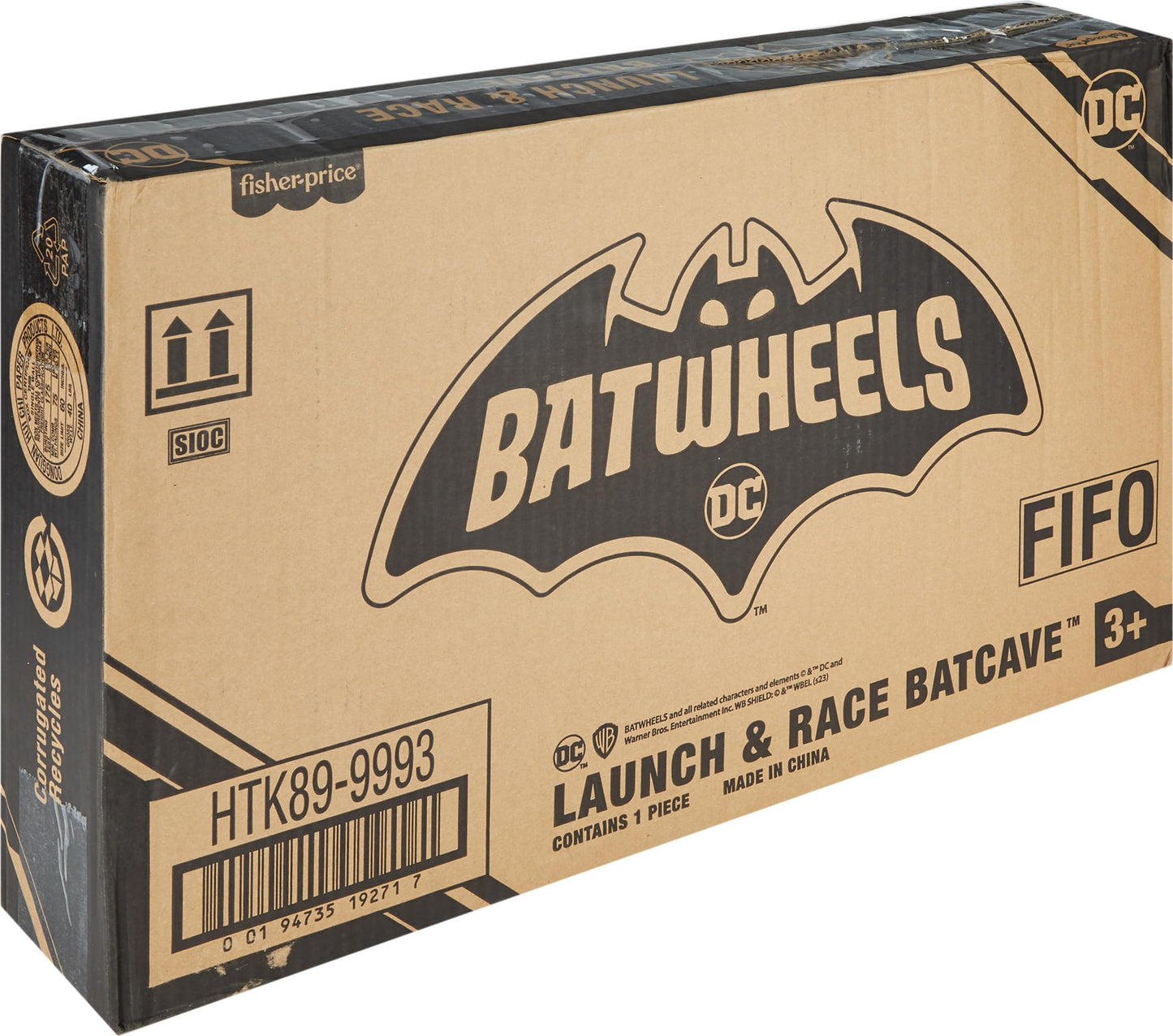 Fisher-Price DC Batwheels Toy Car Race Track Playset, Launch & Race Batcave with Lights & Sounds, Bam The Batmobile & Redbird Vehicles, Ages 3+ Years