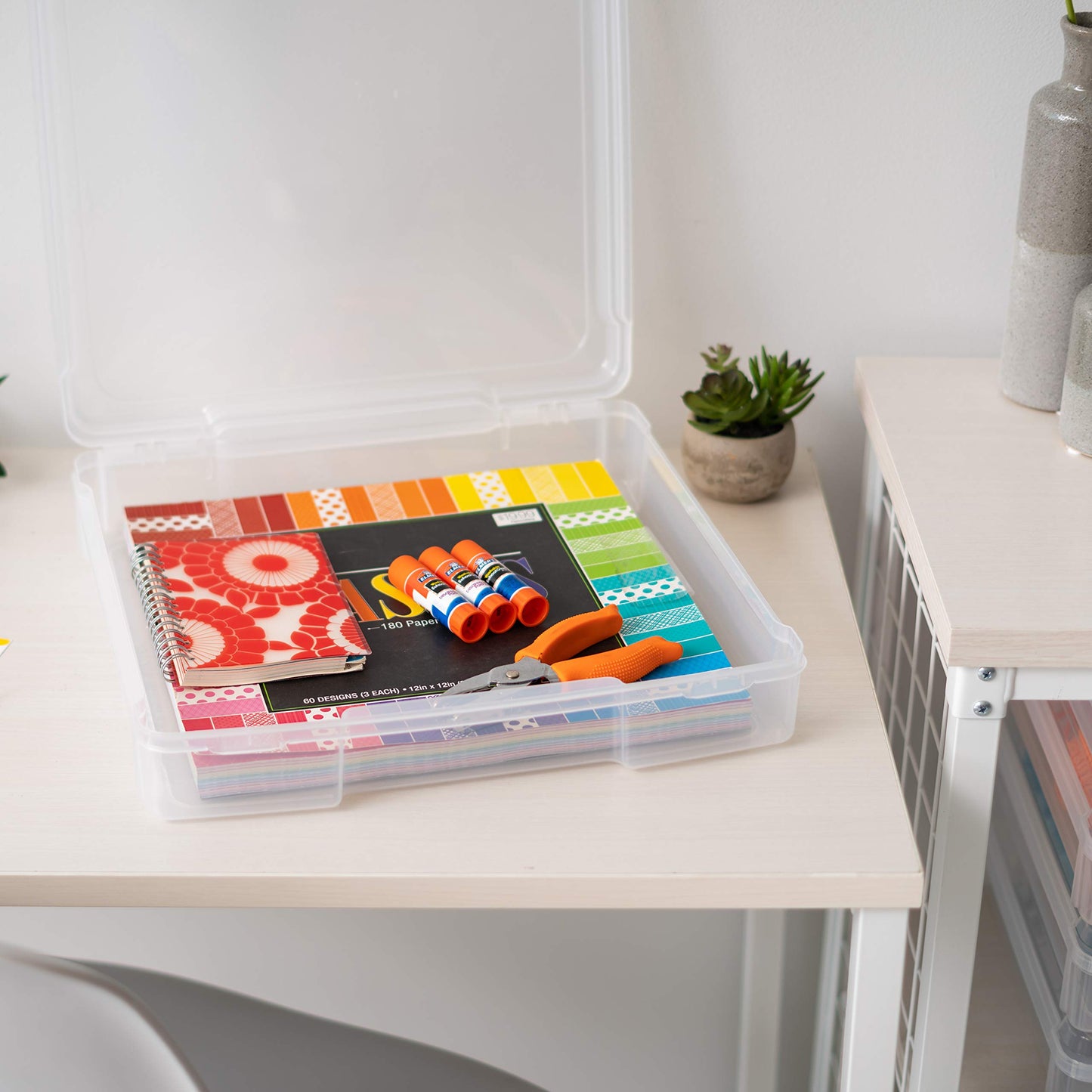 IRIS USA 6 Drawers Scrapbook Organizer Top Plastic Storage Cart with casters, Black