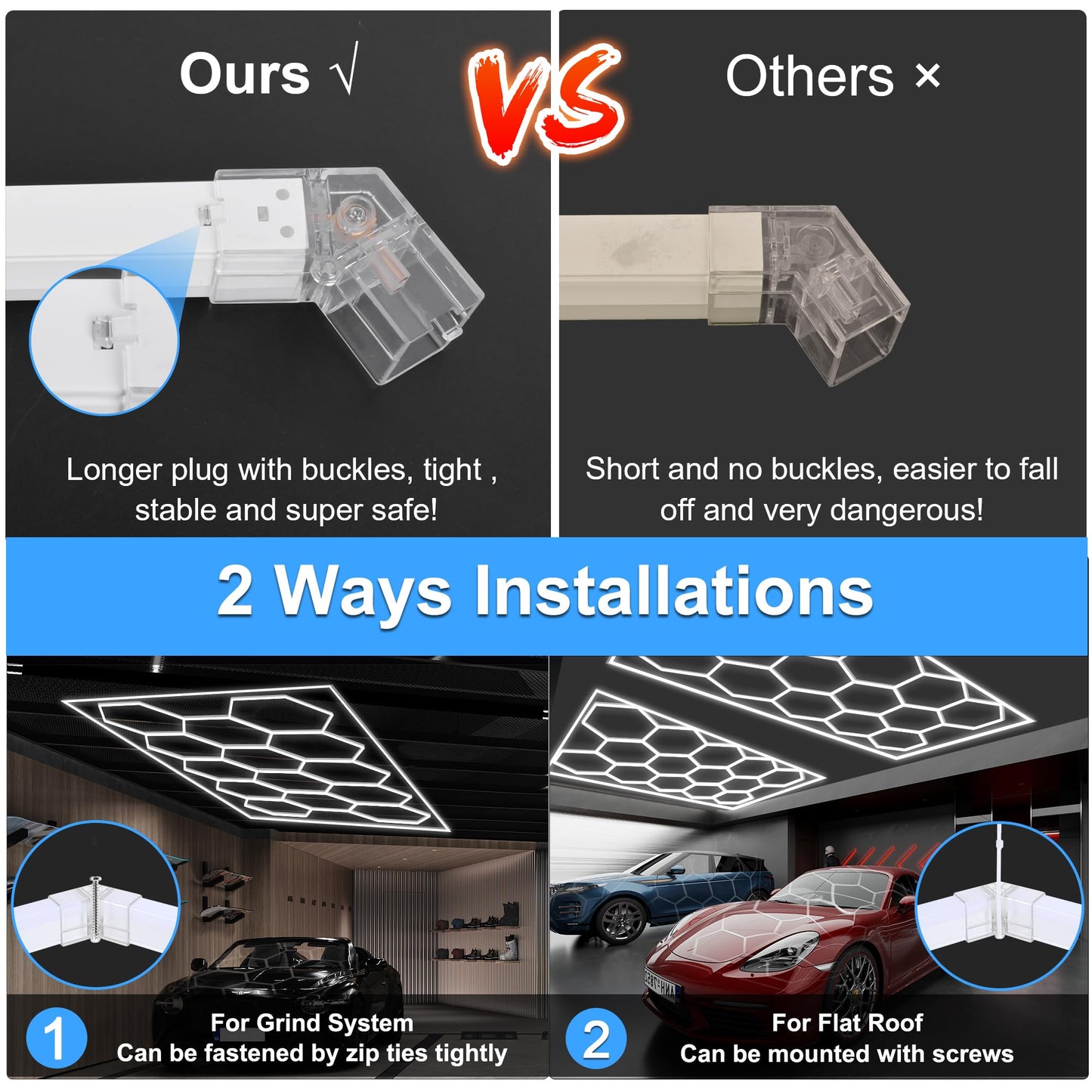 MODERN Hexagon Garage Lights,25 Pack 216W 25920LM High Brightness Hexagon Garage LED Lights for Garage, Shopping Mall, Workshop and Car Detailing Shop etc.