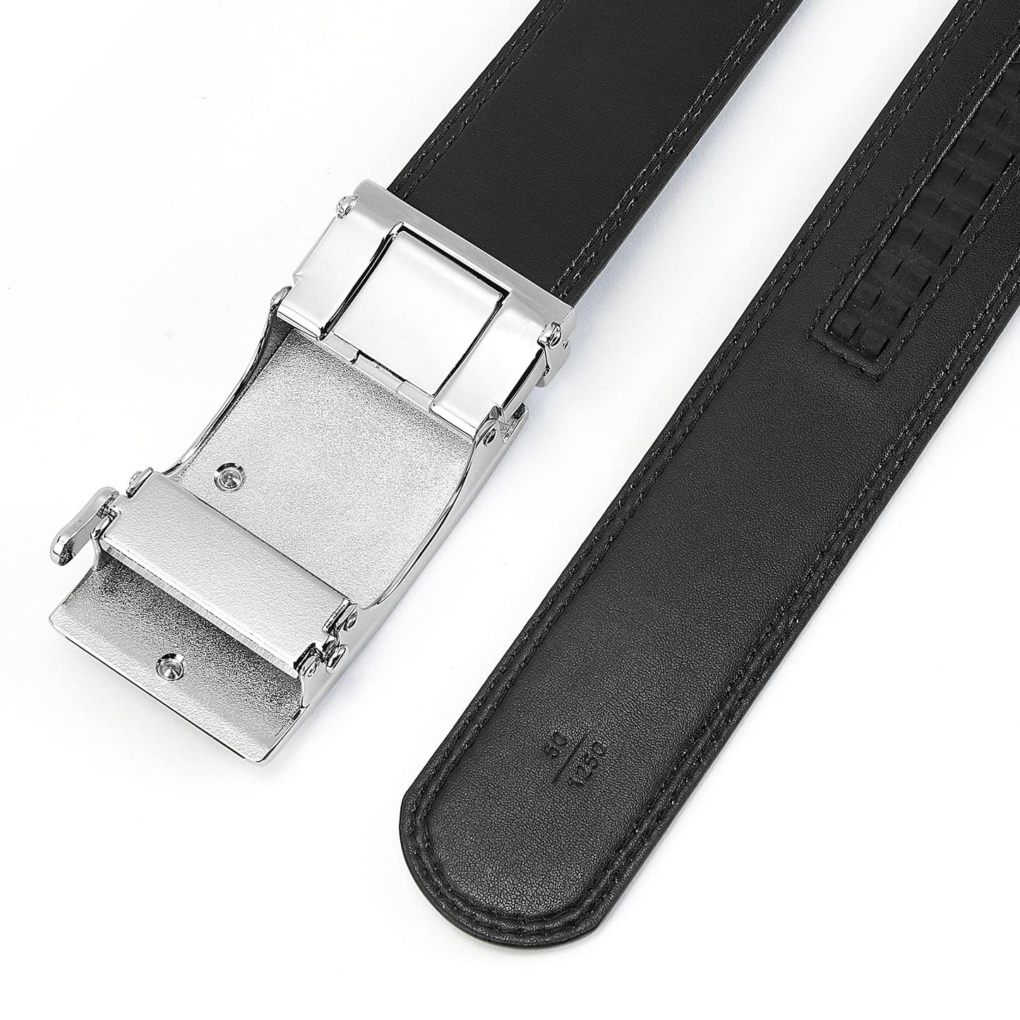 BOSTANTEN Belt for Men Leather Ratchet Dress Belt with Automatic Sliding Buckle 1 3/8", Trim to Fit