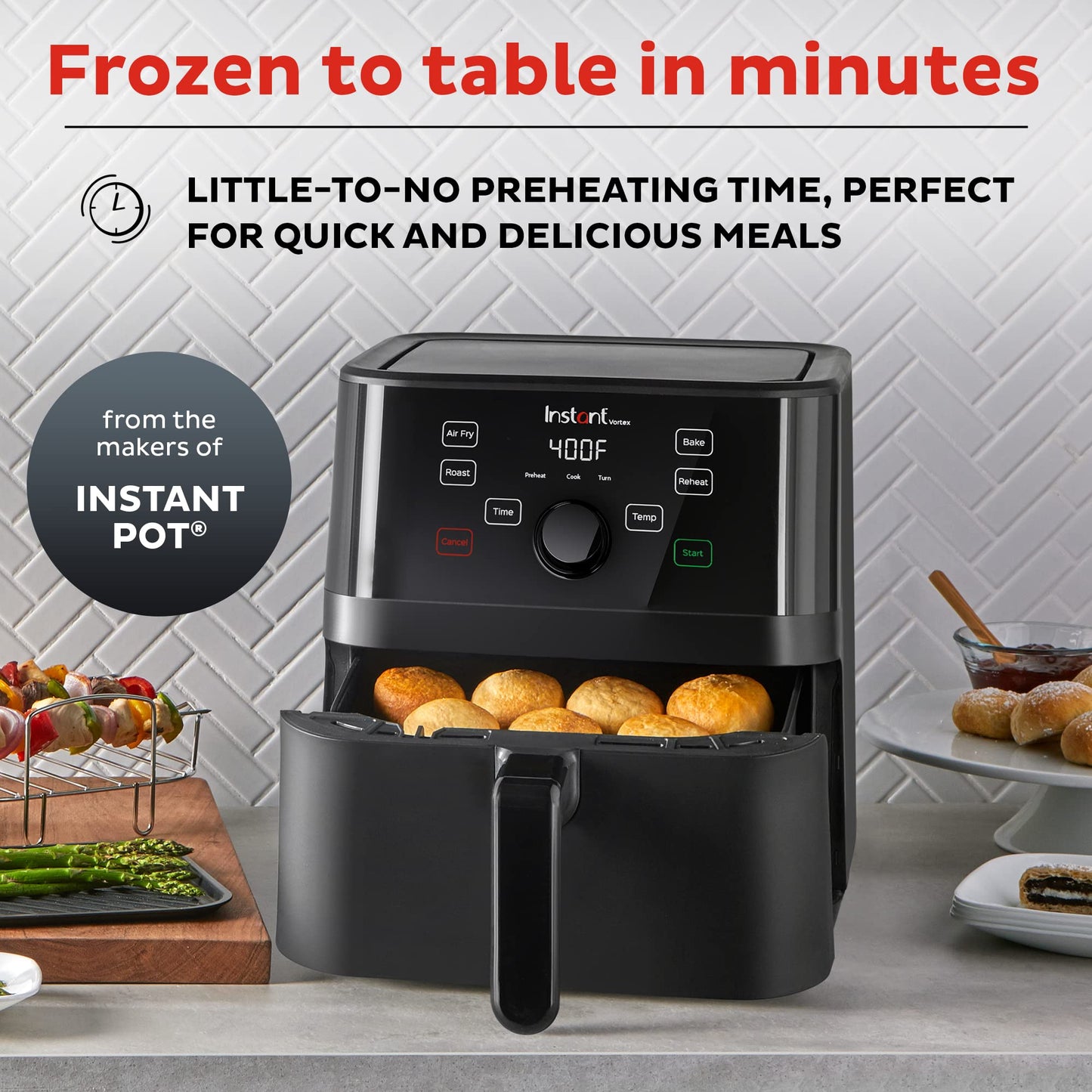 Instant Pot 5.7-QT Air Fryer Oven with Accessories, From the Makers of Instant Pot, Customizable Smart Cooking Programs, Digital Touchscreen, Dishwasher-Safe Basket, App with over 100 Recipes
