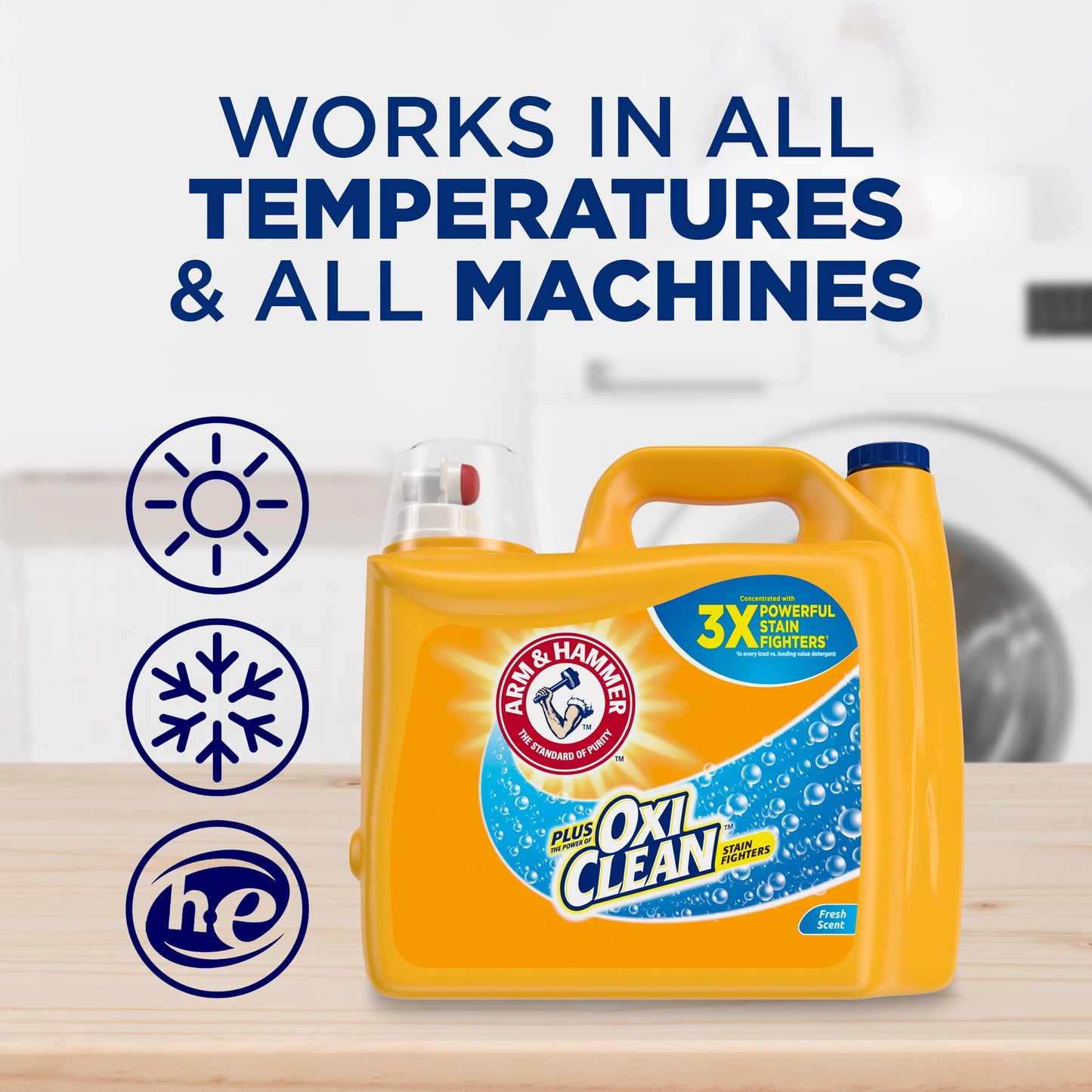 Arm & Hammer Plus OxiClean Fresh Scent, 128 Loads Liquid Laundry Detergent, 166.5 Fl oz