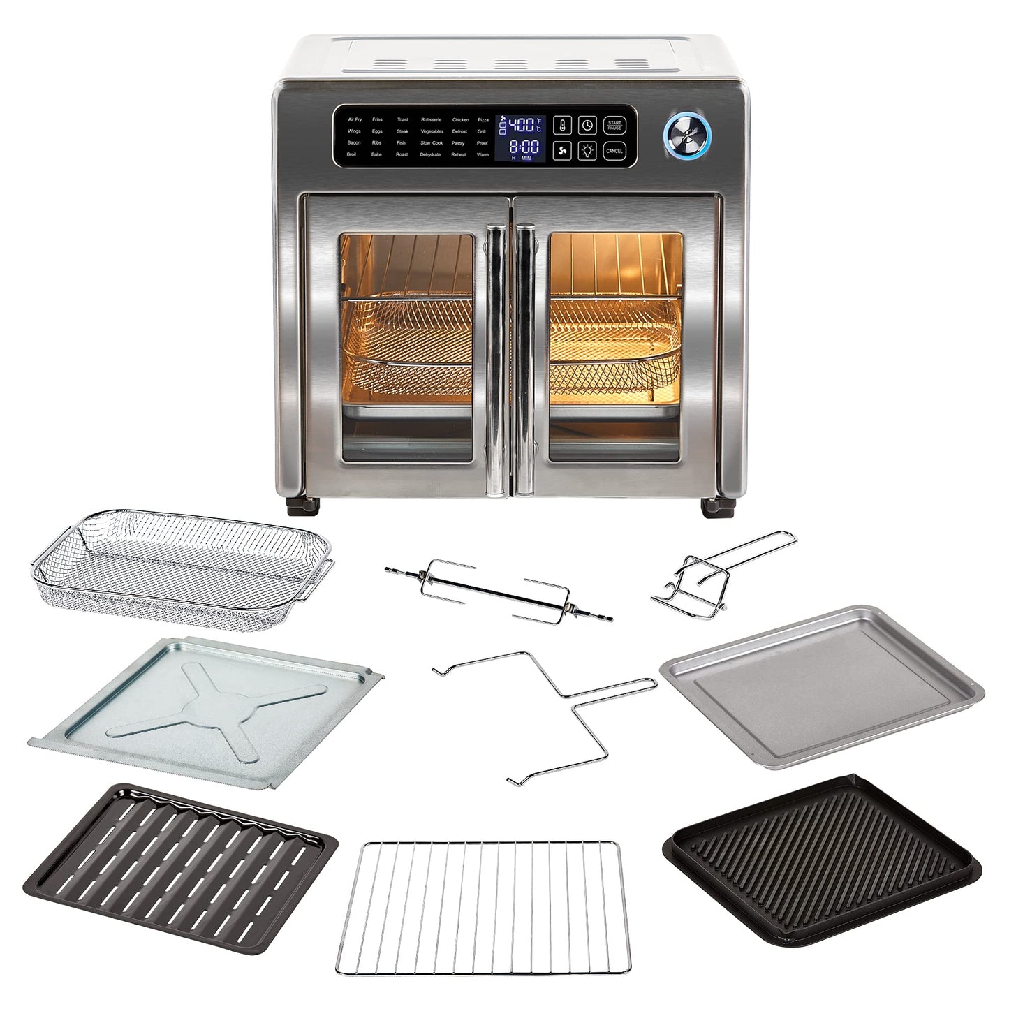 Emeril Lagasse 26 QT Extra Large Air Fryer, Convection Toaster Oven with French Doors, Stainless Steel