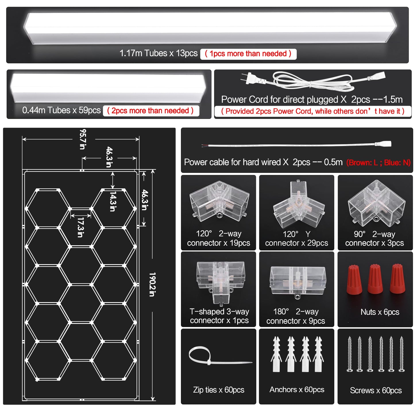 MODERN Hexagon Garage Light: Higher Brightness 720W 86400 Lumens Hexagon Led Garage Light with Rectangle Border 6500K for Garage, Basement, Warehouse, Auto Beauty Shop, Car Detailing Shop etc.