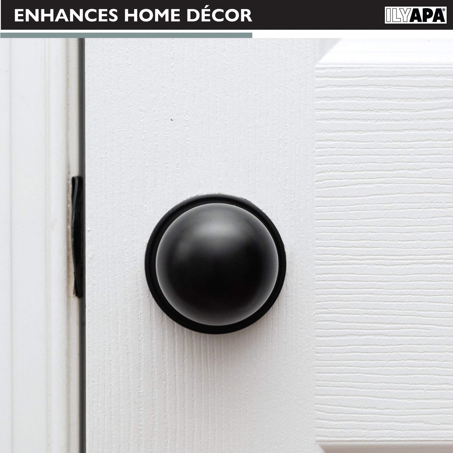 Ilyapa Passage Door Knobs, Black Closet Door Knob- Ball Style Closet Door Handle Matte Black, Door Knobs Interior Non Locking Indoor Doorknob, Black Matte Door Knob, 6 Pack
