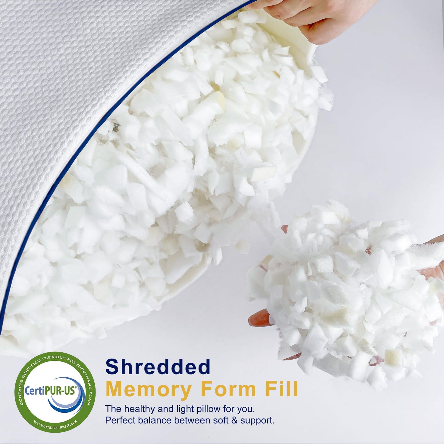 CHUN YI Shredded Memory Foam Pillows King Size Set of 2, Bed Pillows for Sleeping 2 Pack for Back Stomach Side Sleepers, Firm Pillows with Removable Cover from Bamboo Rayon 20x36 in