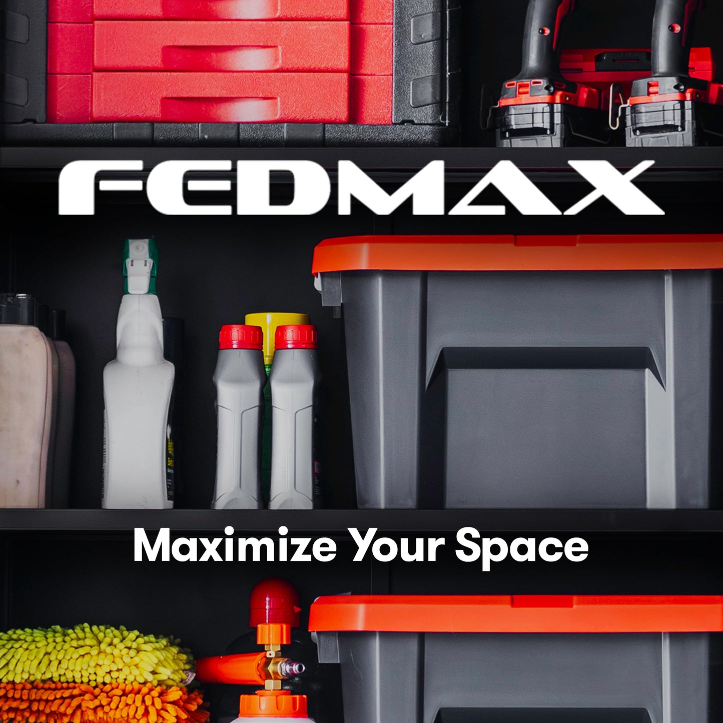 Fedmax Heavy Duty Metal Garage Storage Cabinet - 71-inch Tall Large Steel Utility Locker with Adjustable Shelves & Locking Doors - Garage Cabinets for Tool Storage and Ammo Locker - Black and Silver