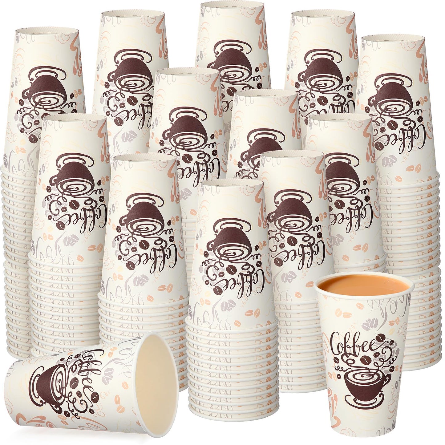 Gerrii 500 Pack Disposable Coffee Cups, Paper Coffee Cups Hot/Cold Beverage Drinking Cups for Everyday Use, Party, Picnic, Cafe, Catering, and Events (16 oz)