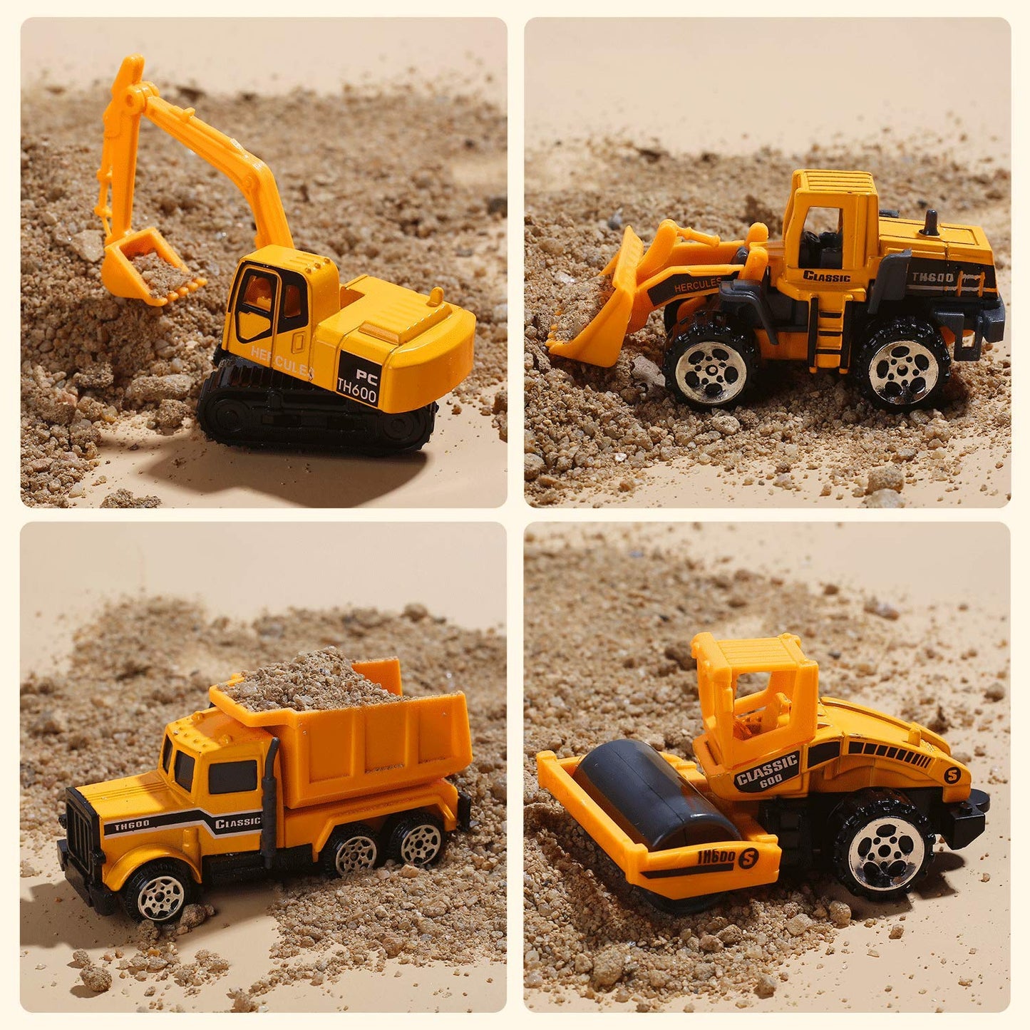 CUTE STONE 25 in 1 Construction Trucks Push and Go Car Carrier Truck Toy, Play Vehicles with Sounds and Lights, 12 Mini Diecast Trucks Included