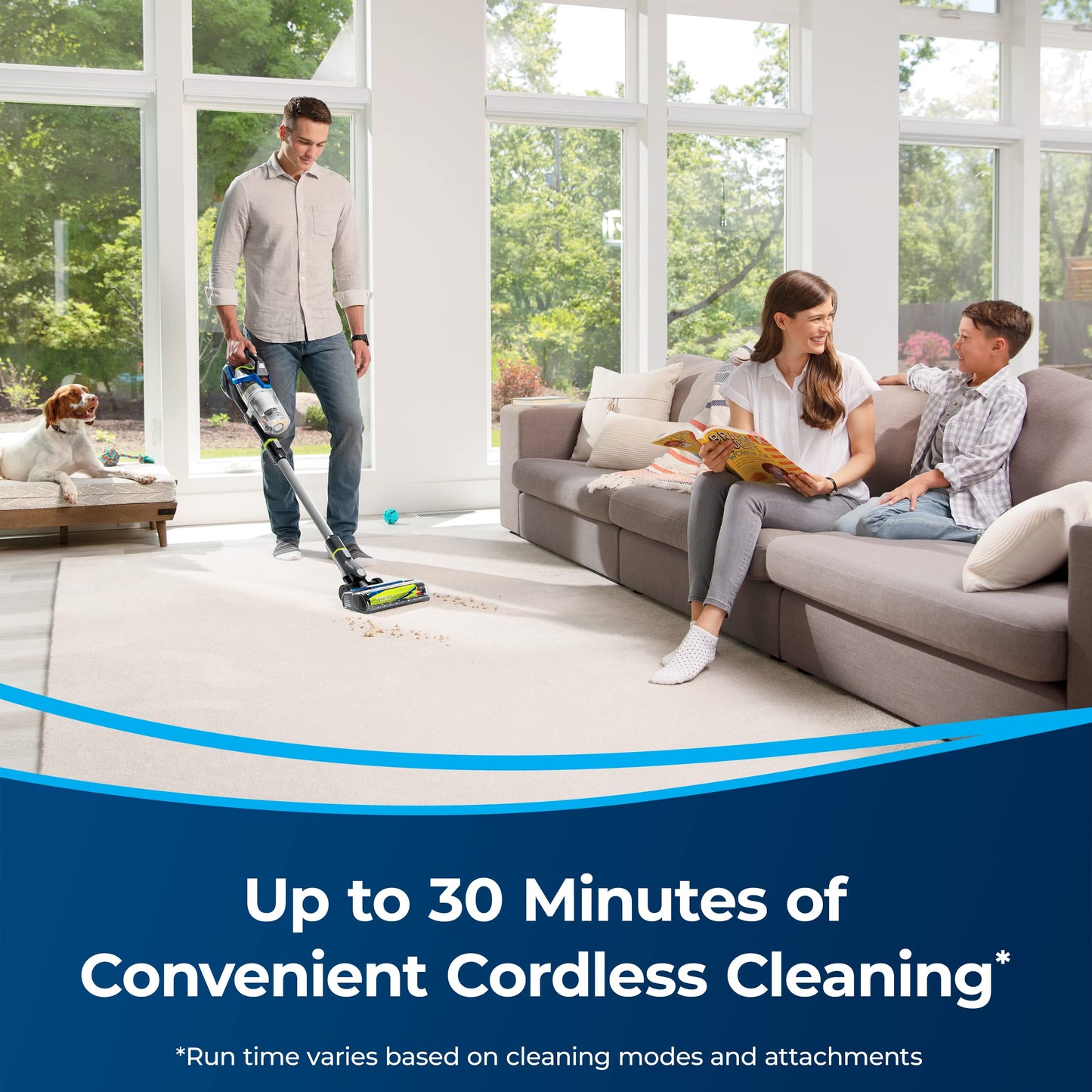 BISSELL PowerGlide Pet Slim Cordless Stick Vacuum, 30-min Runtime, Tangle-Free Brush Roll, LED Headlights, XL Tank, Multi-Level Filtration, 3-in-1 Pet Hair Tool, 3080