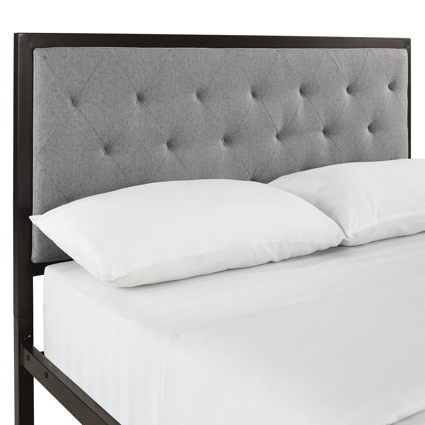 UPDATE: DEAD! Modway Mia Upholstered Brown Beige Tufted Platform Bed with Metal Slat Support in Full