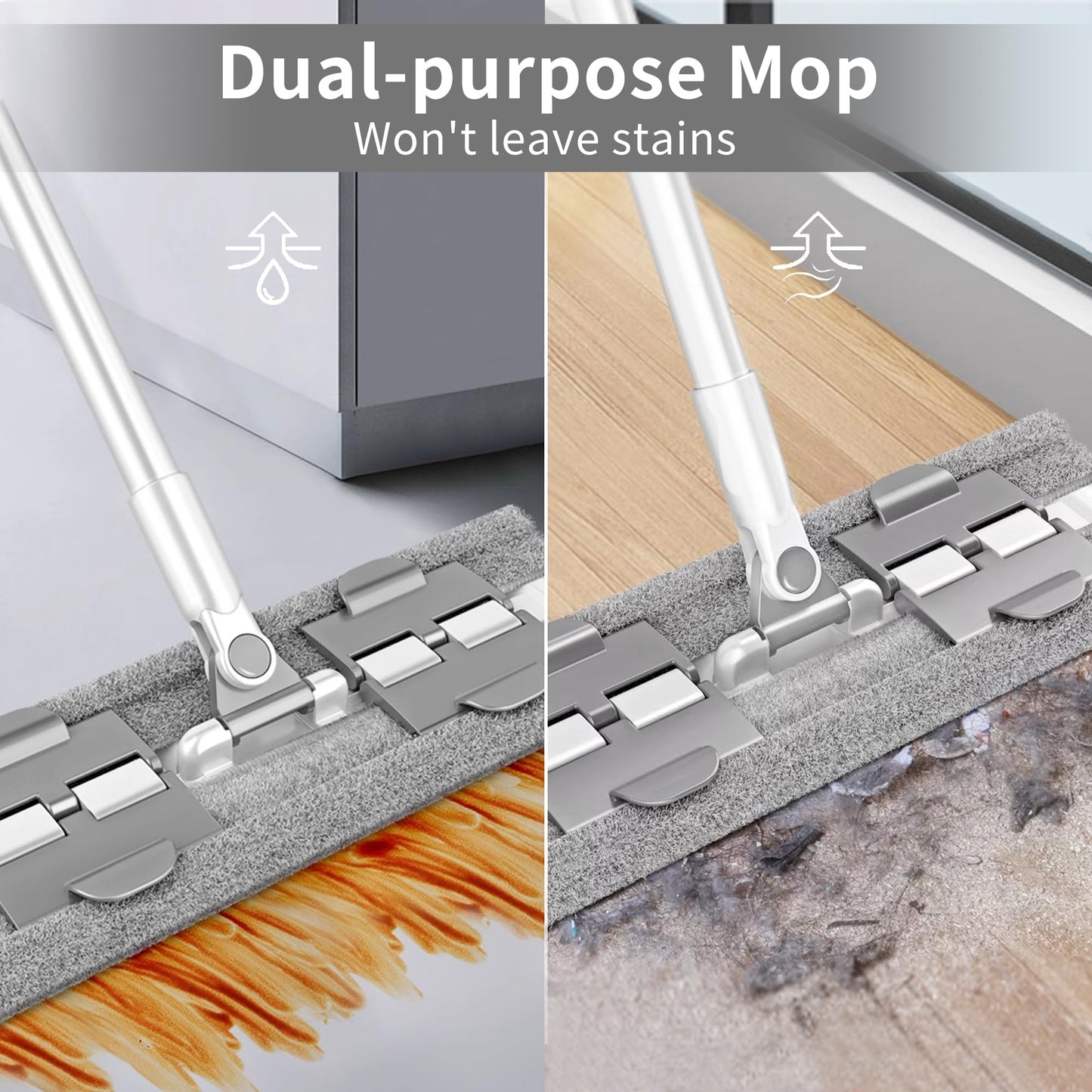 BOOMJOY Microfiber Mops for Floor Cleaning with 2 Washable Pads, Wet and Dry Mops for Hardwood Floor Cleaning, Laminate Floor Cleaner Mop