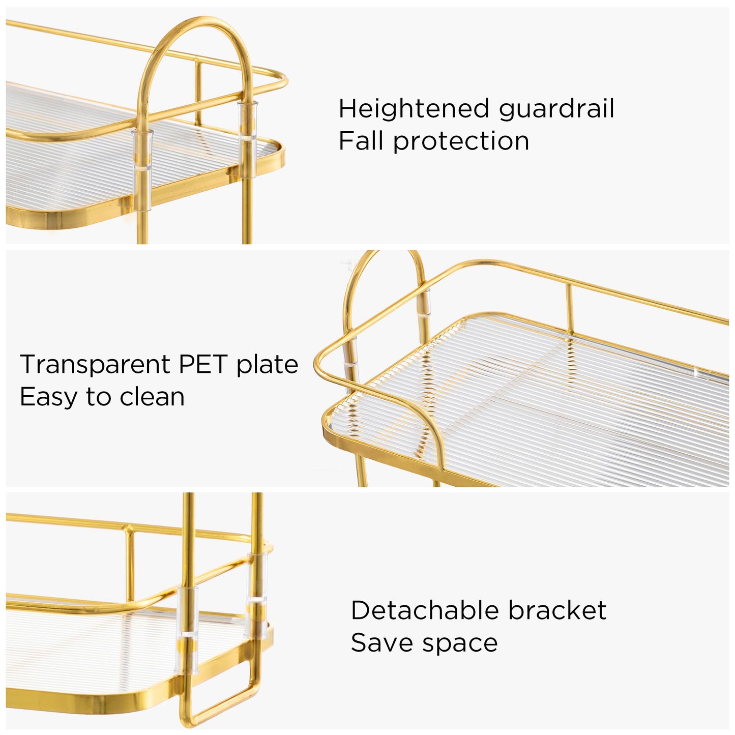 HBlife Bathroom Countertop Organizer 2 Tier Makeup Organizer Luxury Perfume Tray Skincare Storage Cosmetic Organizer Bathroom Counter Shelf for Bathroom, Gold
