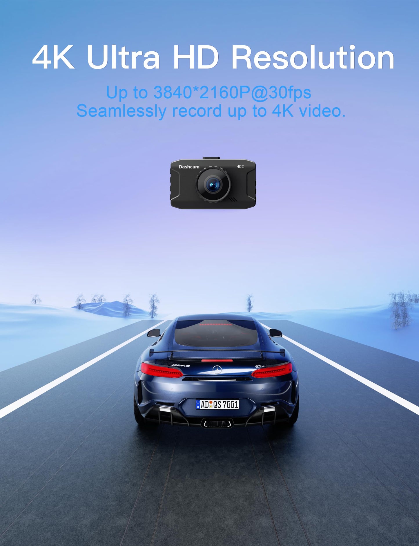 4K Dash Cam Front Built-in WiFi, WANLIPO Dash Camera for Cars with 3" IPS Screen, Car Camera with 64GB SD Card, 2160P Dashcam for Cars with App Control, G-Sensor, Loop Recording,24H Parking Monitor