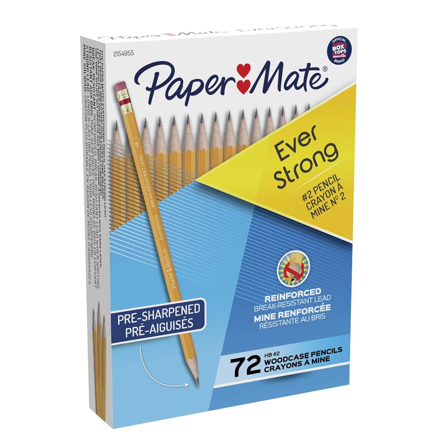 Paper Mate EverStrong #2 Pencils, Reinforced, Break-Resistant Lead When Writing, 72 Count