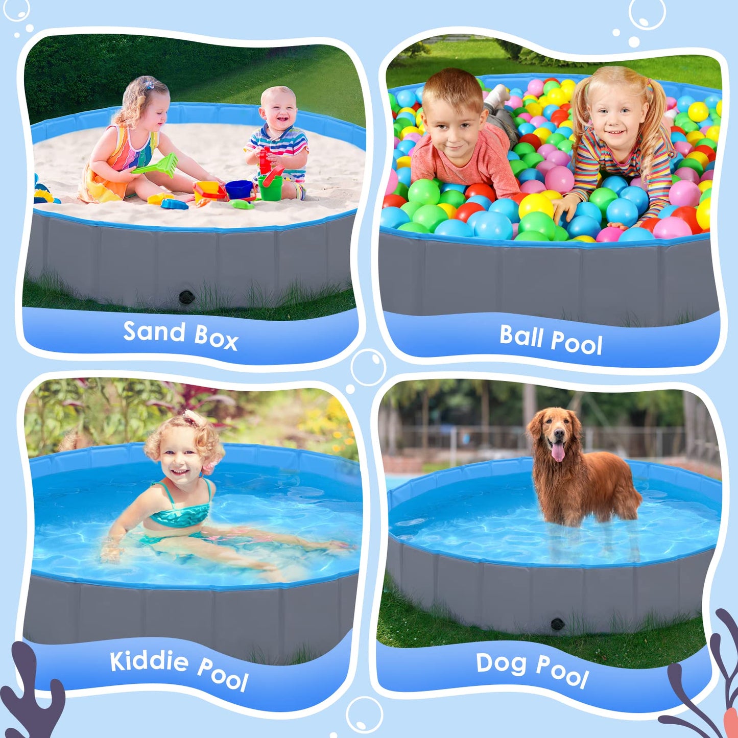 Hard Plastic Foldable Outside Kids Swimming Pool 80"