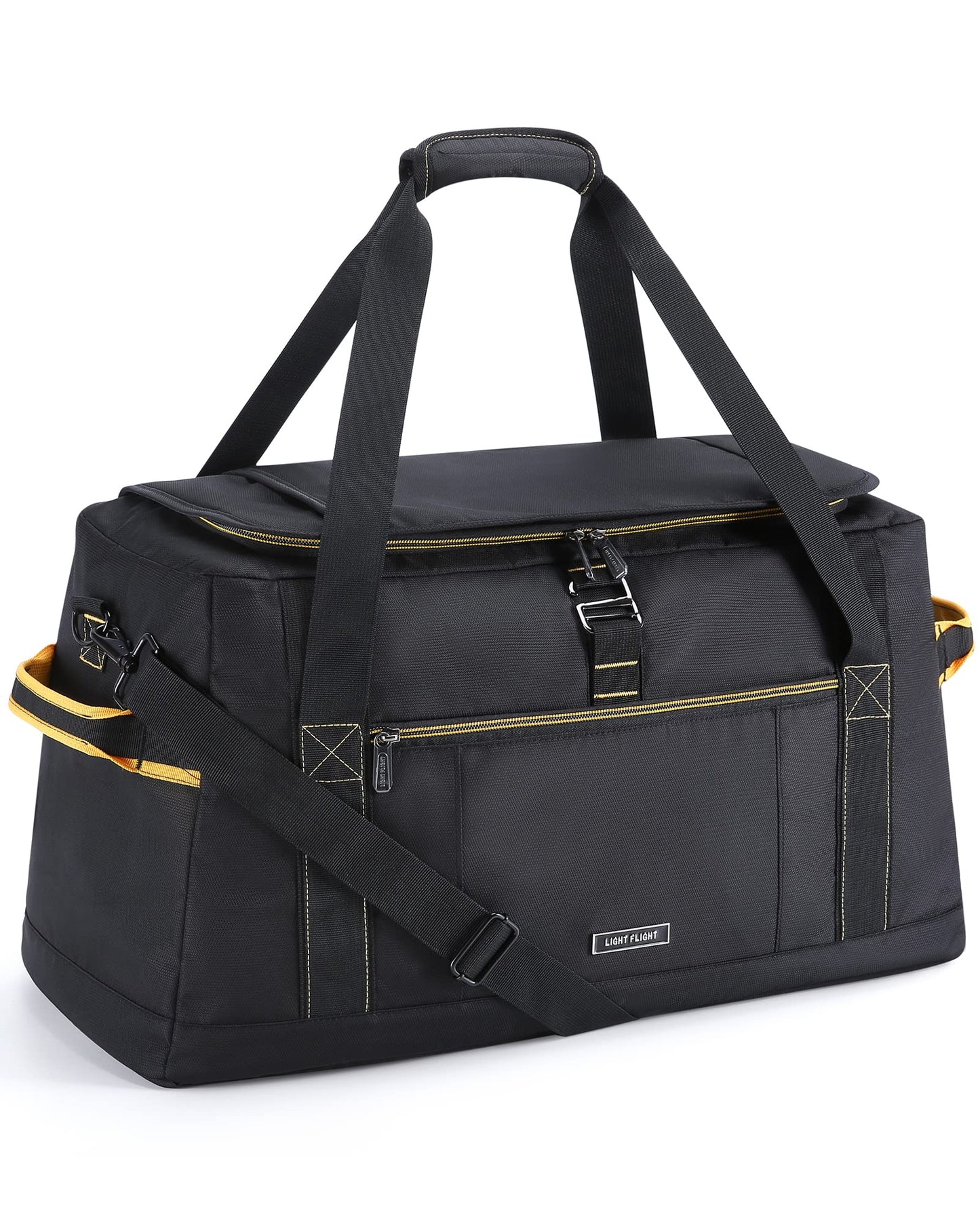 Carry on Bag, LIGHT FLIGHT 54L Large Travel Duffel Bags, Wide Open Weekender Overnight Bag, Heavy Duty Duffle Bag with Backpack Straps, Wet Pocket-Black