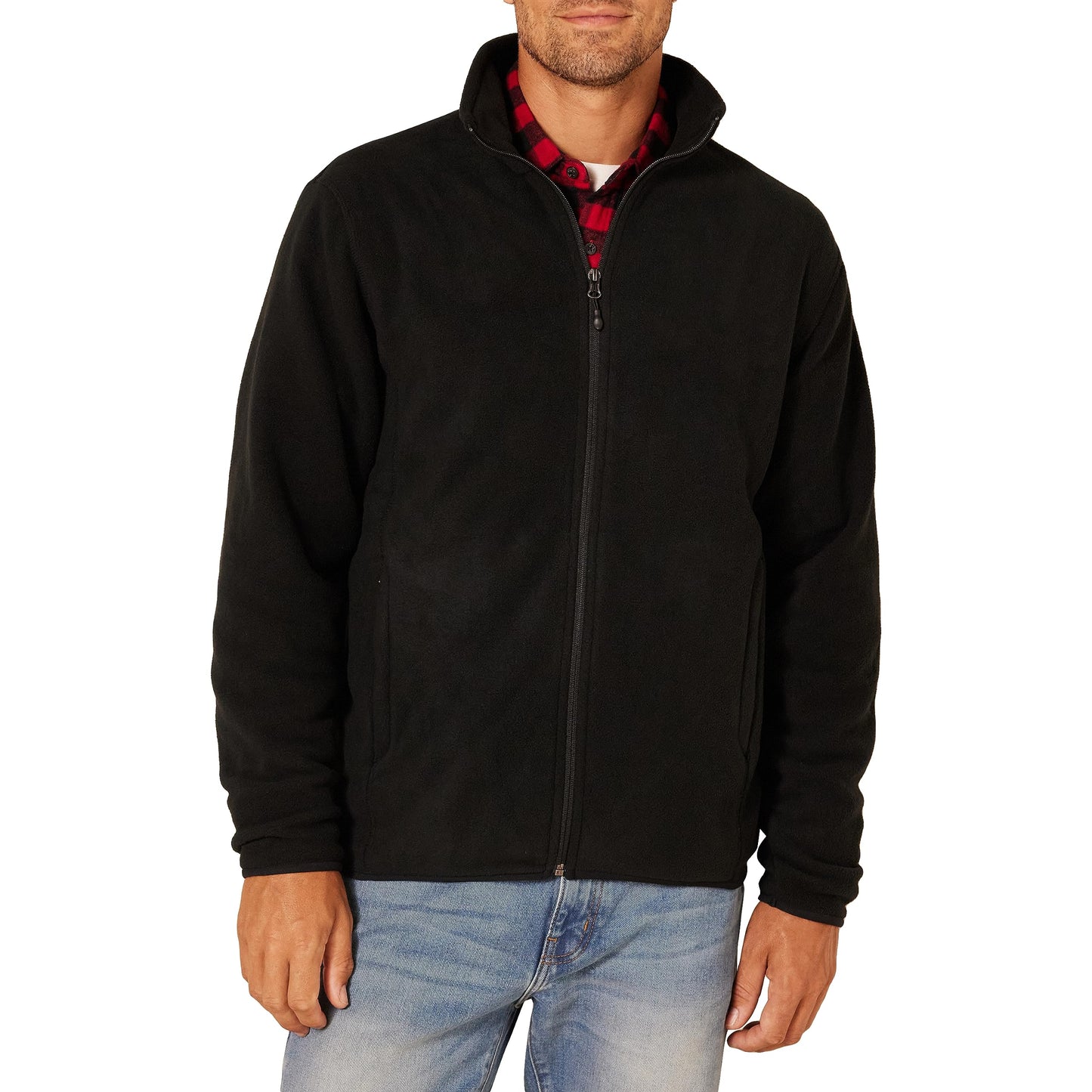 Amazon Essentials Men's Full-Zip Fleece Jacket (Available in Big & Tall), Black, Medium