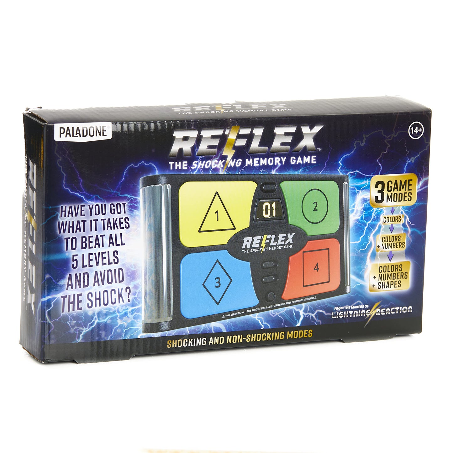 Lightning Reaction Reflex Shocking Memory Game - Electronic Memory Game for Kids and Adults with 3 Game Modes, 5 Levels, and Shock On/Off Switch