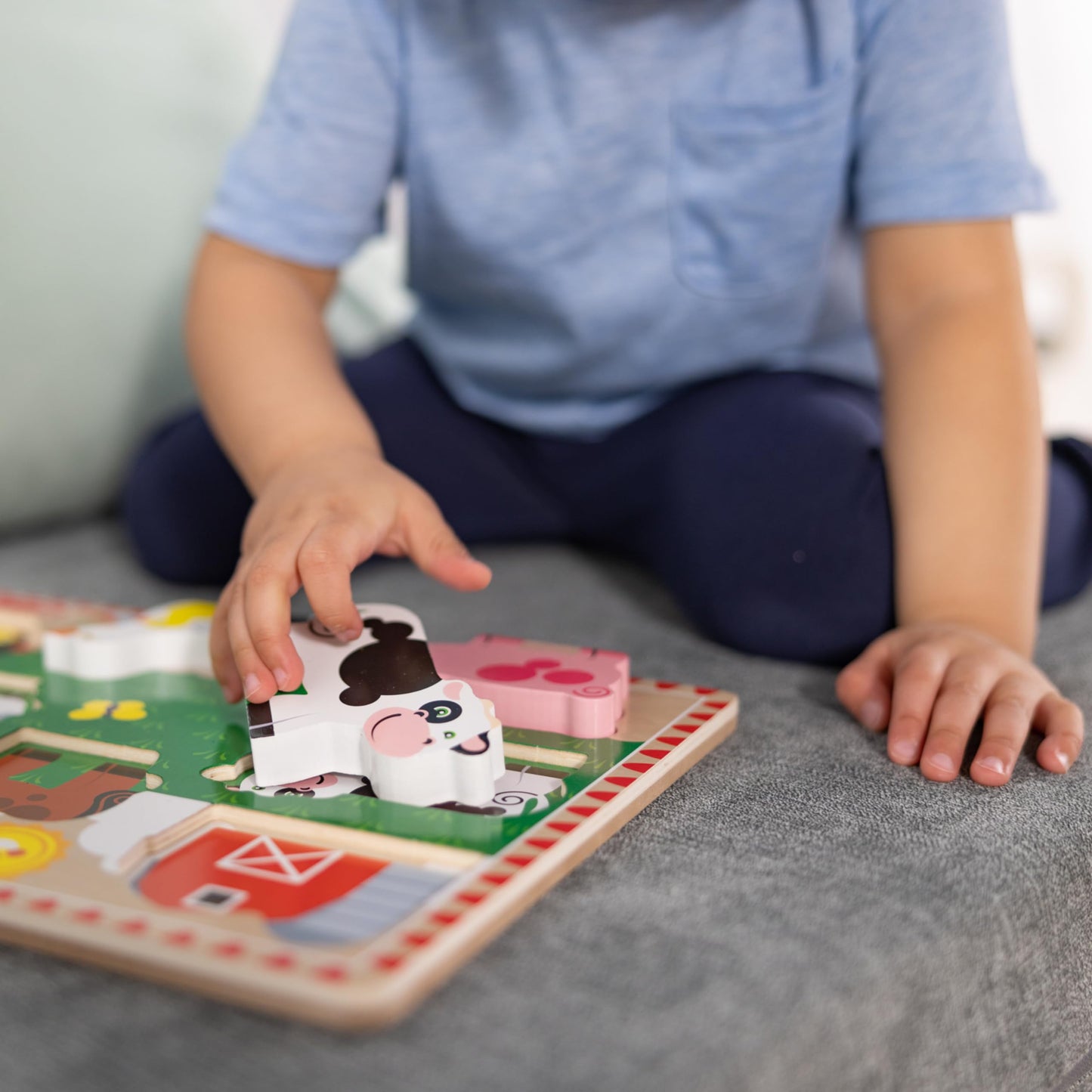 Melissa & Doug Farm Wooden Chunky Puzzle (8 pcs) - Farm Animal Toys For Kids, Wooden Puzzles For Toddlers Ages 2+ - FSC-Certified Materials