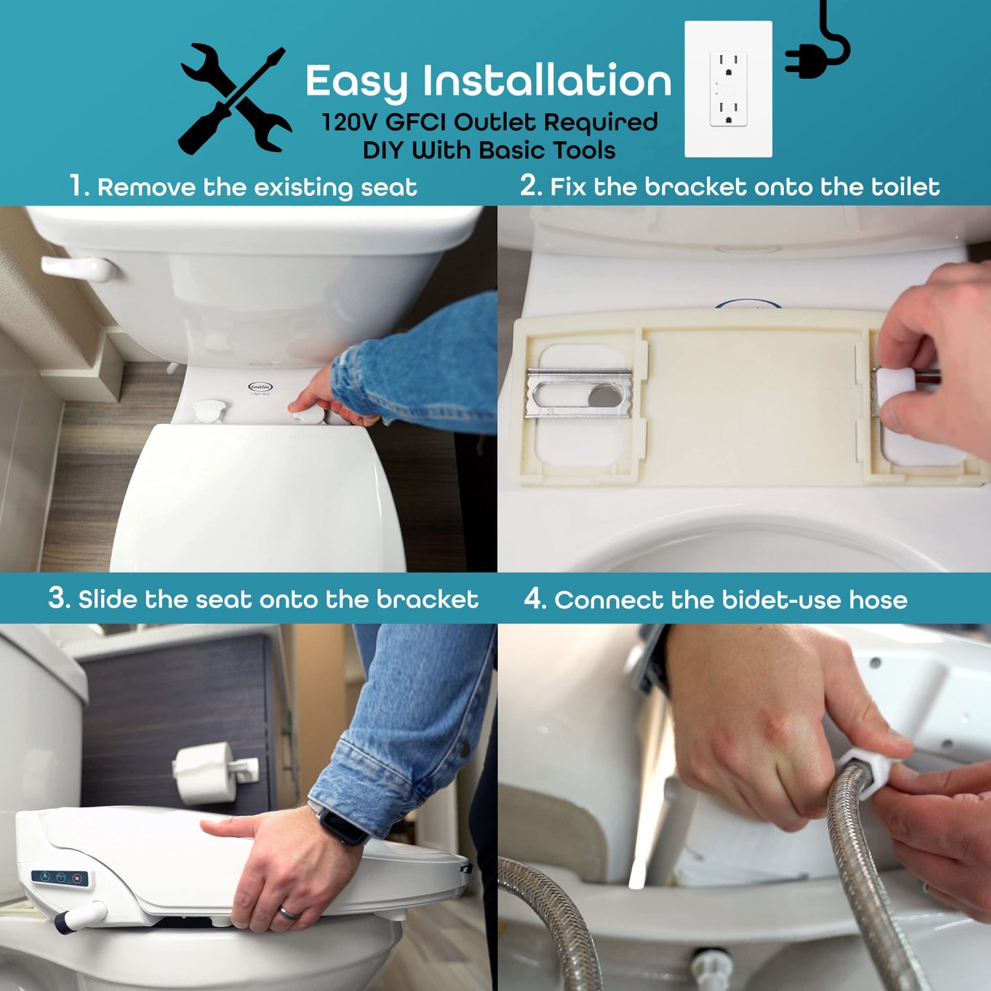 BidetMate 2000 Series Electric Bidet Heated Smart Toilet Seat with Unlimited Water, Side Control Panel, Deodorizer, and Warm Air Dryer - Adjustable Self-Cleaning Fits Round Toilets
