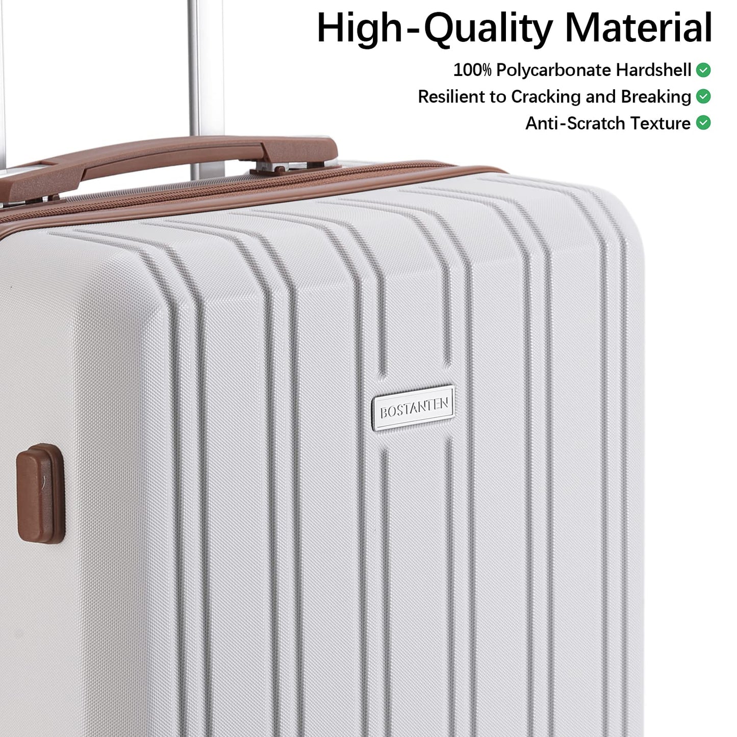 BOSTANTEN 20 inch Carry On Luggage Airline Approved Large Suitcase with Spinner Wheels PC Hardshell TSA Lock