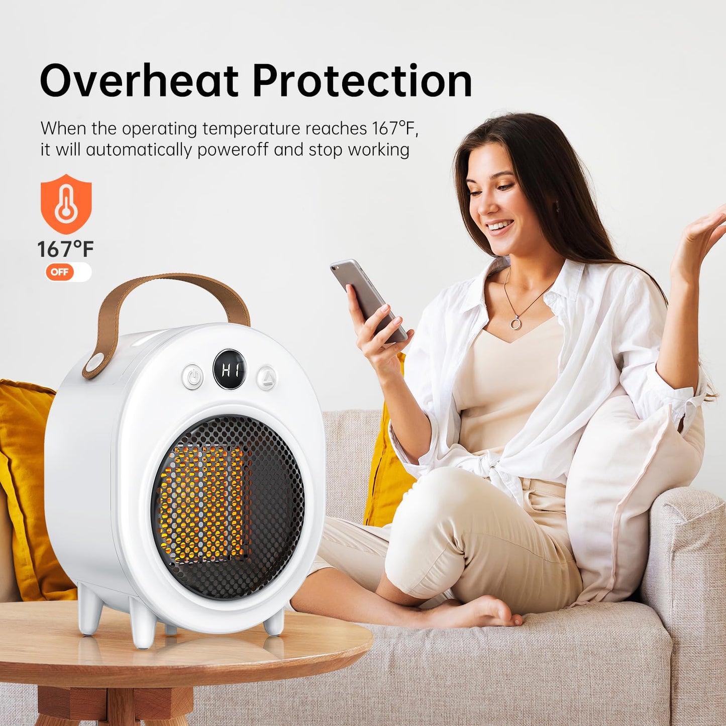 DTZY Electric Space Heater Indoor, 1200W PTC Fast Heating Ceramic, Overheating & Tip Over Protection, 5H Timer, 3 Modes, Portable Electric Heater for Bedroom, Office and Indoor Use