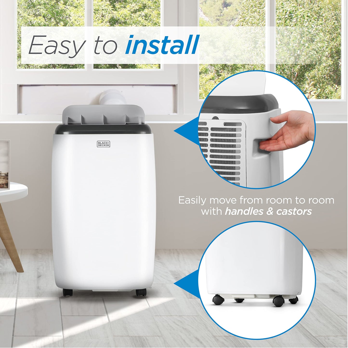 BLACK+DECKER 10,000 BTU Portable Air Conditioner with Remote Control, White