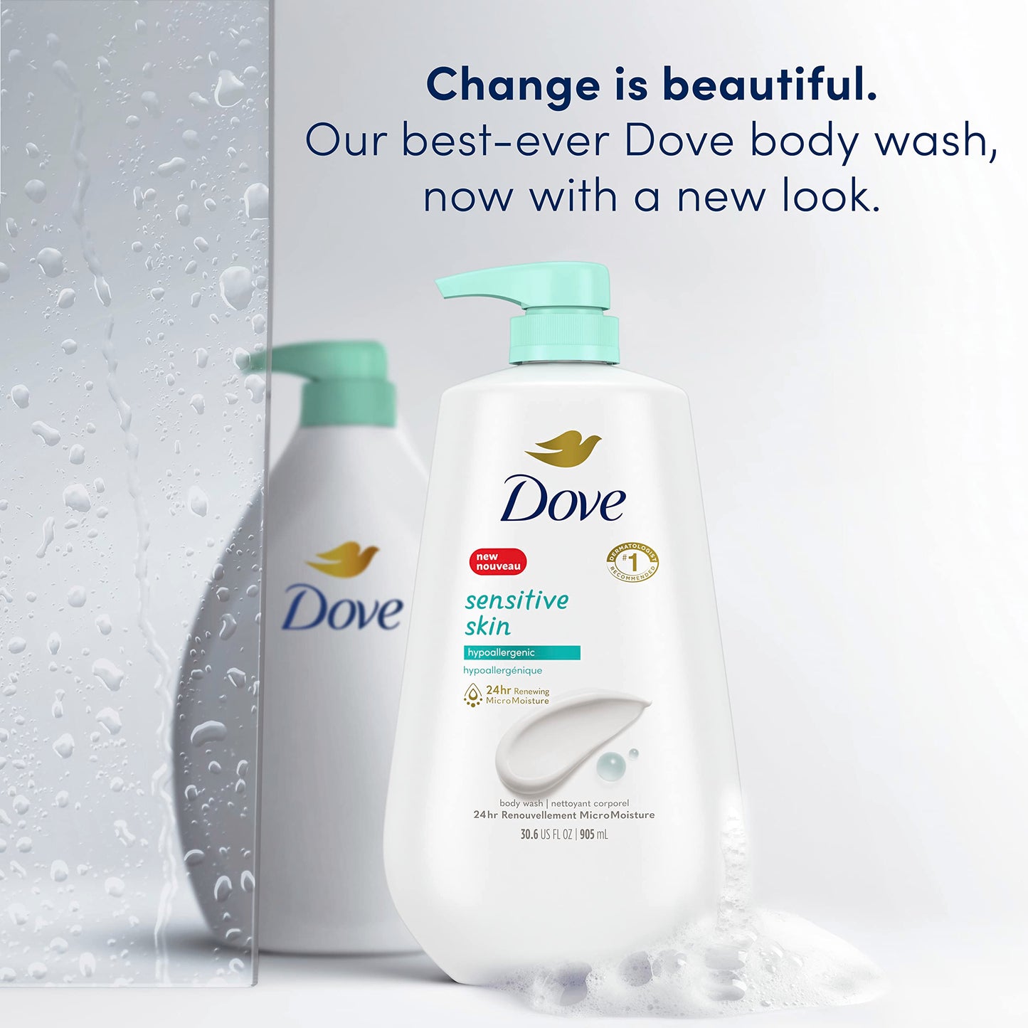 Dove Sensitive Skin Body Wash, Hypoallergenic and Paraben-Free, 30.6 fl oz (Pack of 3)