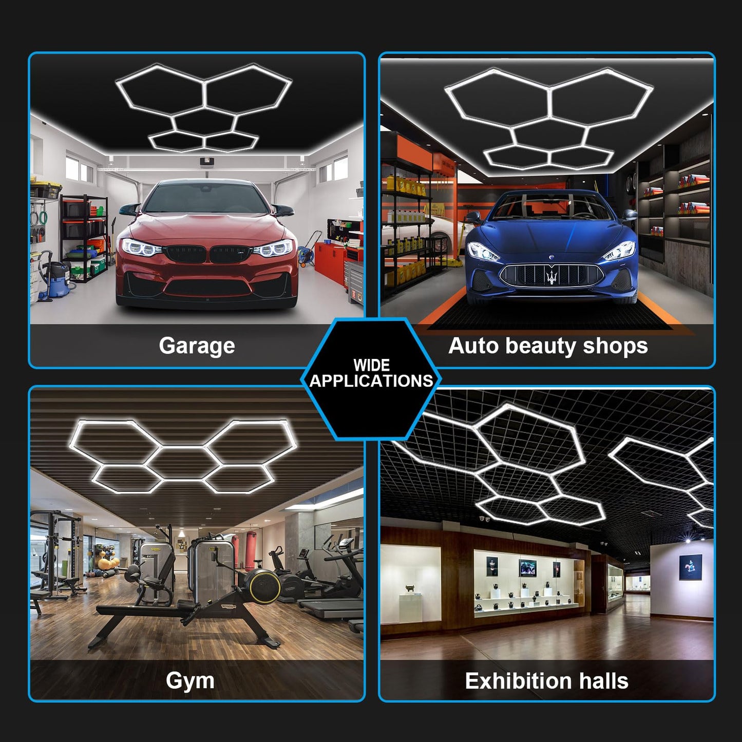MODERN Hexagon Garage Lights,25 Pack 216W 25920LM High Brightness Hexagon Garage LED Lights for Garage, Shopping Mall, Workshop and Car Detailing Shop etc.