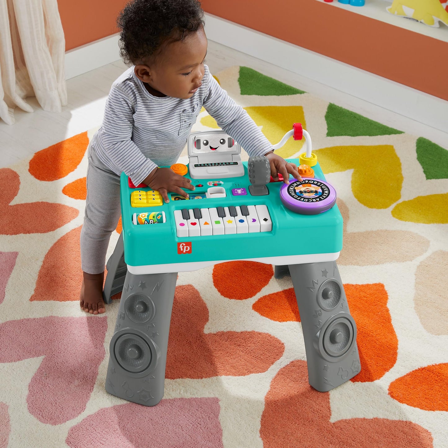 Fisher-Price Laugh & Learn Baby & Toddler Toy Mix & Learn DJ Table Musical Activity Center with Lights & Sounds for Ages 6+ Months