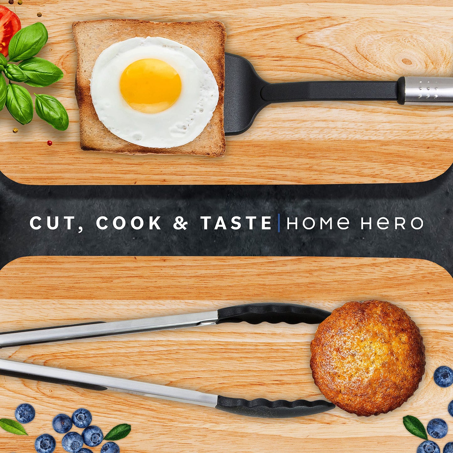 Home Hero 25 Pcs Kitchen Utensils Set - Cooking Utensils Set with Spatula - First Home Essentials Utensil Sets - Household Essentials - Kitchen Gadgets & Kitchen Tool Gift (25 Pcs Set - Black)