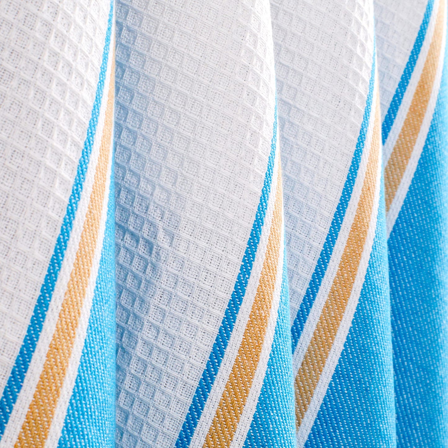 Goroly Home 6 Pack 100% Cotton Farmhouse Vintage Dish Towels Tea Towels Highly Absorbent Quick Dry Professional Grade with Hanging Loop - Twill Waffle - 18x28 Inch - Turquoise Blue