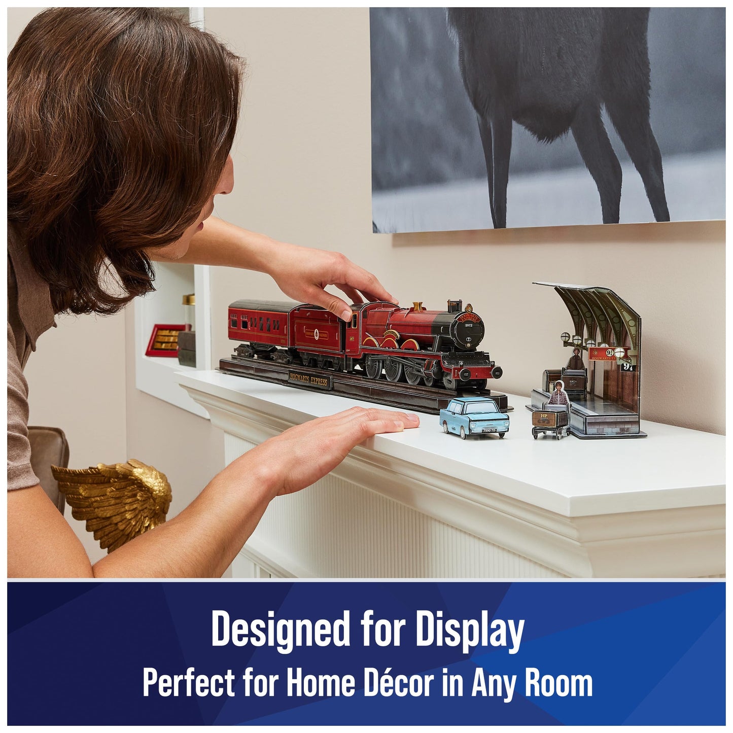 4D Build, Harry Potter Hogwarts Express 3D Puzzle Model Kit 181 Pcs 2.5 Ft Wide Harry Potter Gifts Desk Decor 3D Puzzles for Adults & Teens 12+