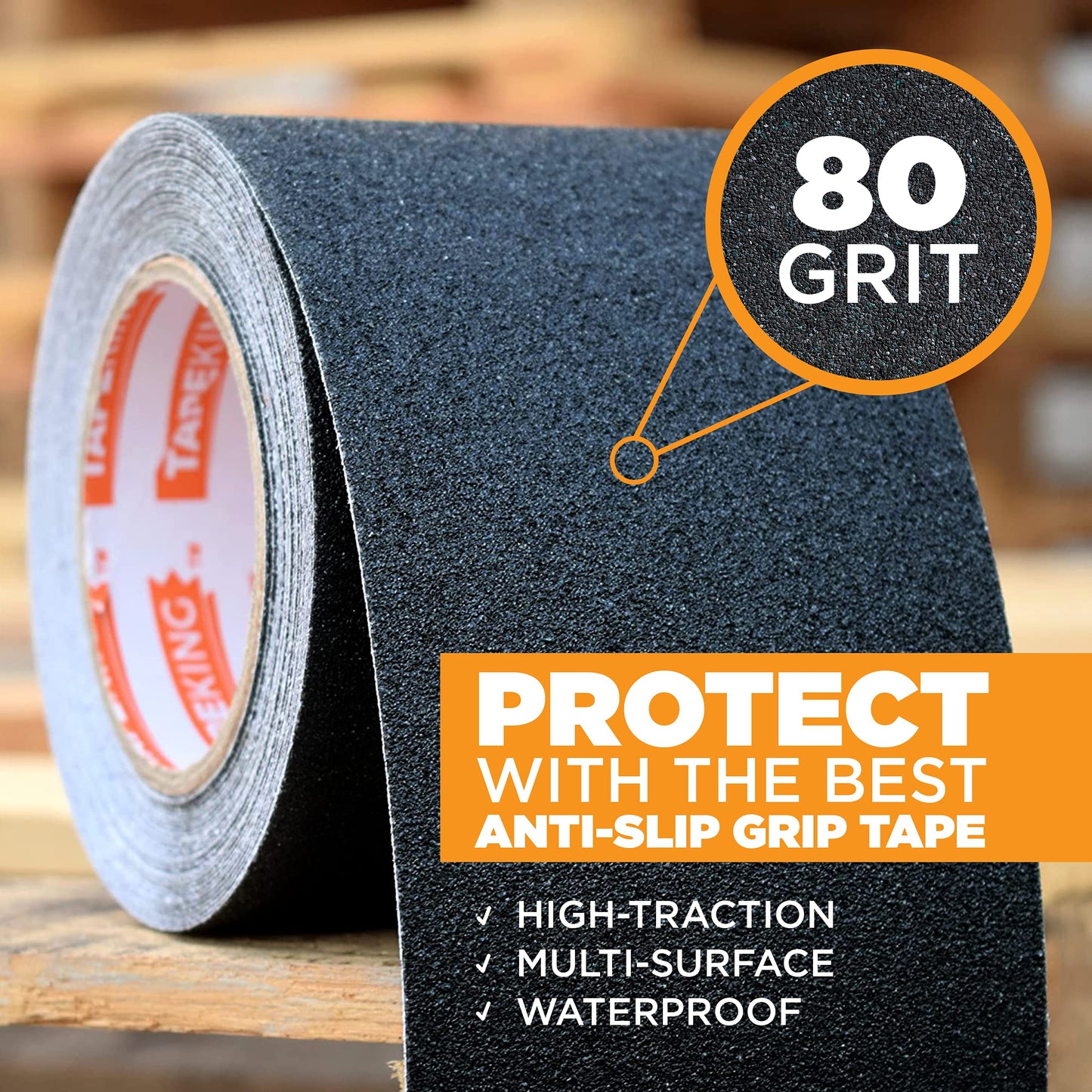 Tape King Anti-Slip Tape, 4" x30' Roll - Indoor/Outdoor Safety Traction for Stairs, Steps, Ramps, Treads